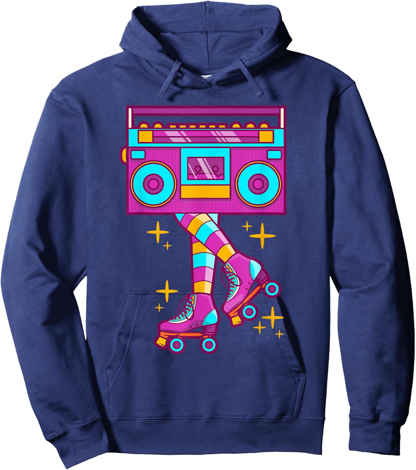 Retro Rollerskates Funny 80's Roller Disco Skating Girl Gift Hoodie - Hoodie | Navy