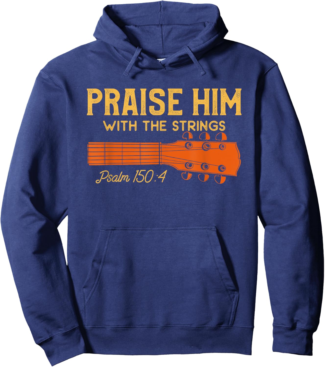Praise Him With The Strings Bible Verse Christian Guitarist Hoodie - Hoodie | Navy