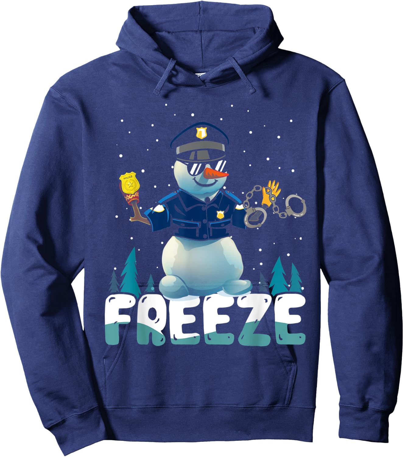 Police Freeze Cop Snowman Police Officer Xmas Ugly Christmas Hoodie - Hoodie | Navy