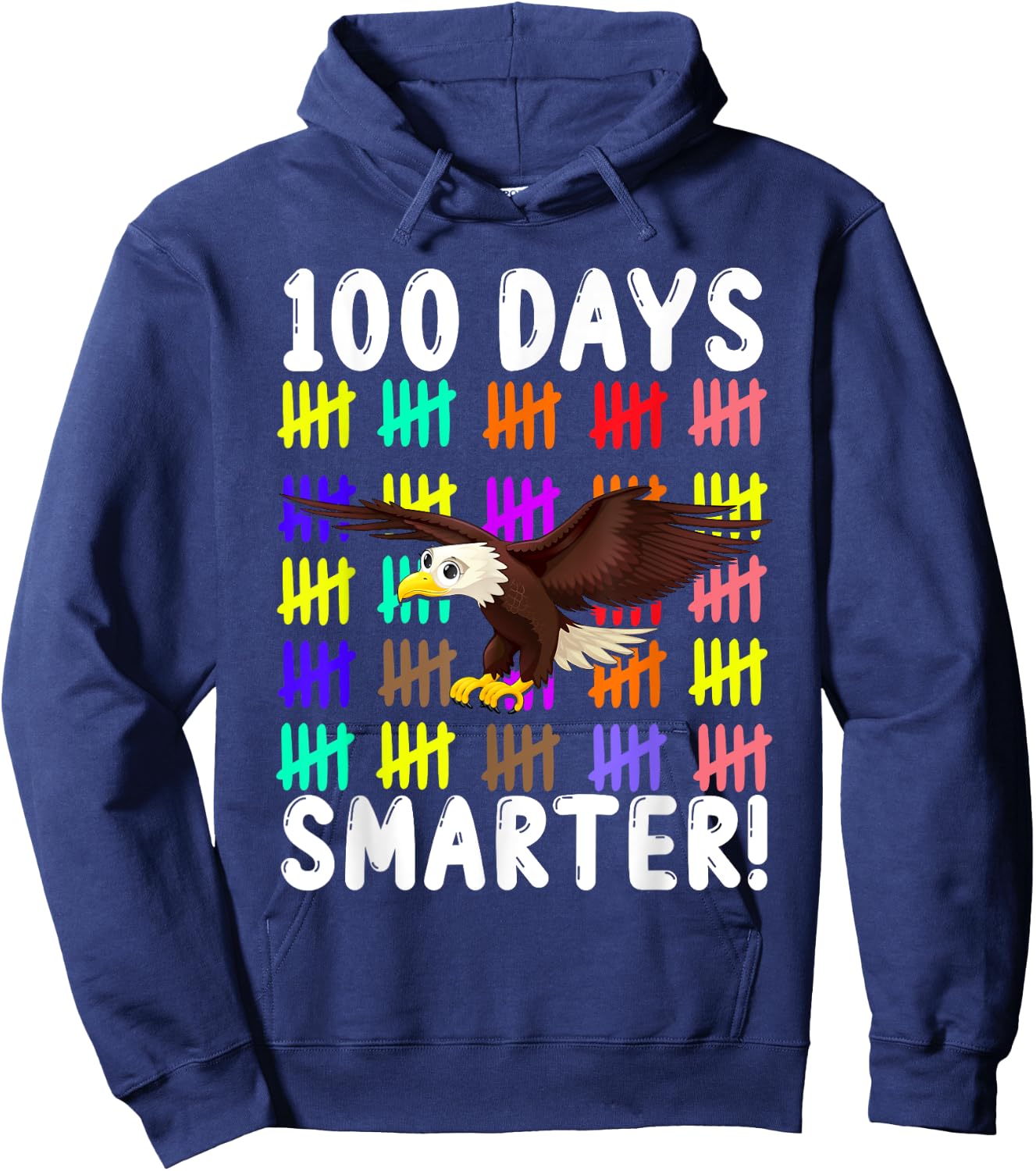 Animal Bird Cute Eagle Student Kids Gift 100 Days Of School Hoodie - Hoodie | Navy