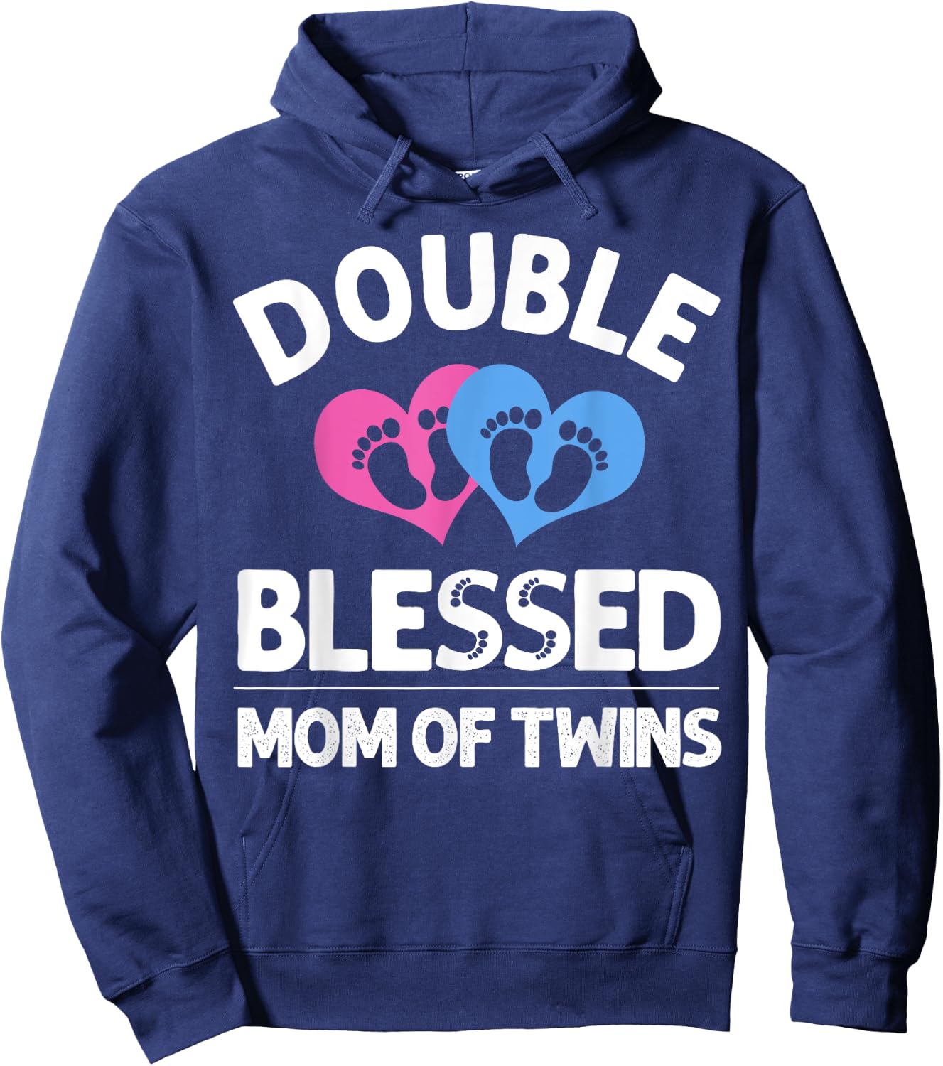 Cute Double Blessed Expectant Humor Lover Designs Funny New Mom Of Twins Gift Mother Announcement ,black,Small Hoodie - Hoodie | Navy