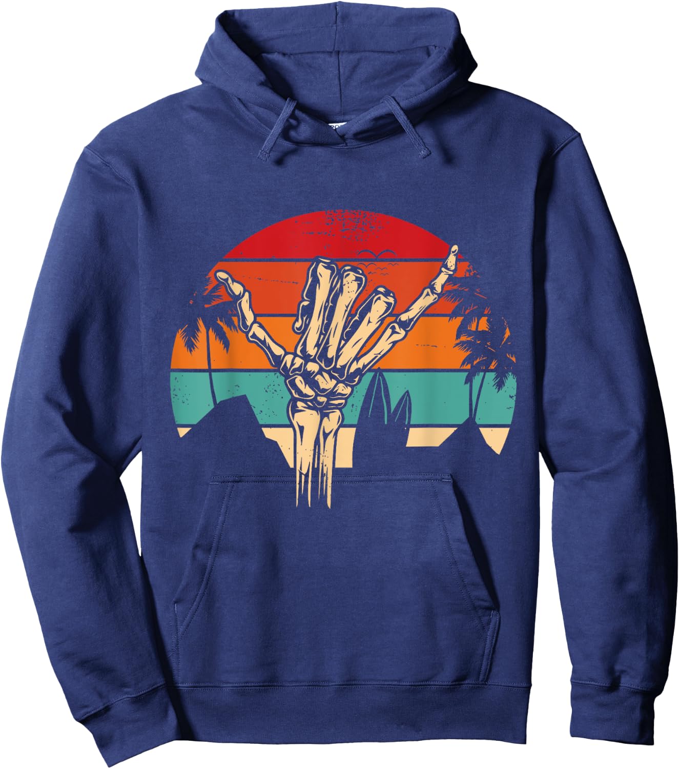 Shaka Sign Vintage Skeleton Hand - Surfing & Surf Hoodie - Hoodie | Navy