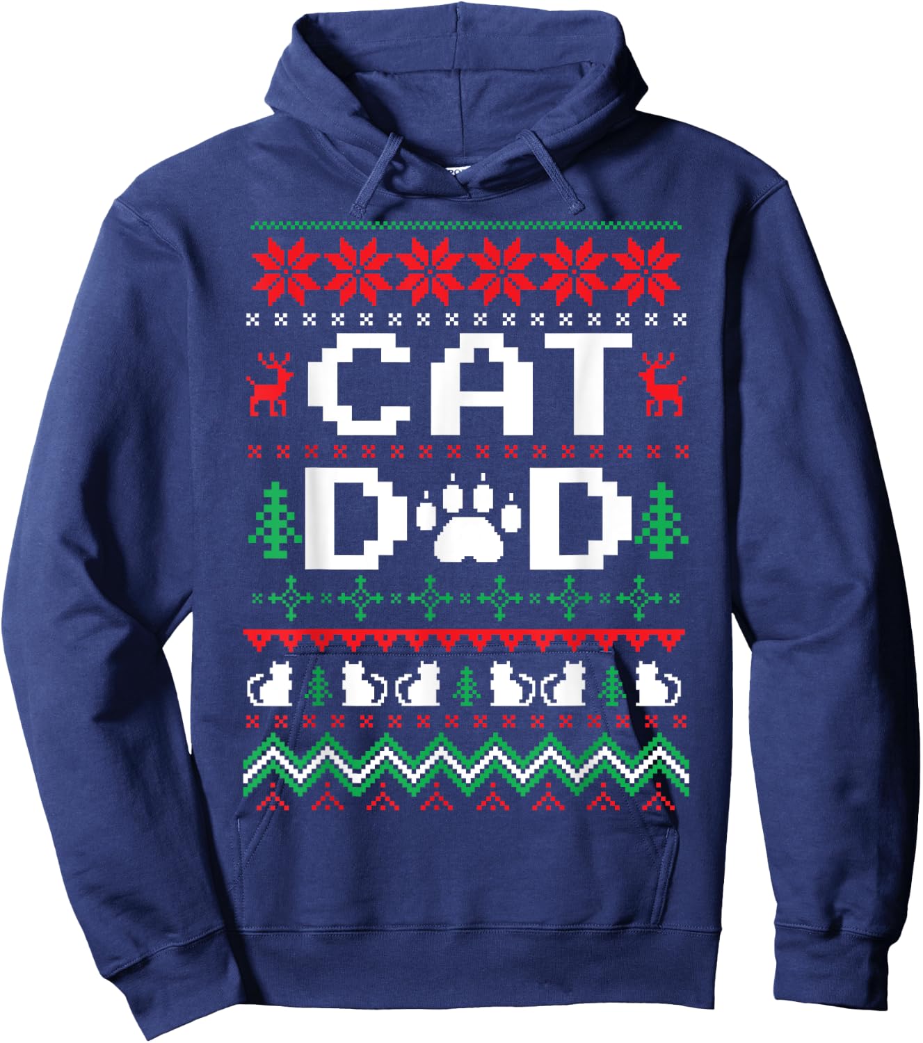 Funny Christmas Cat Dad Shirt Cats Kitten Men Women Kids Hoodie - Hoodie | Navy