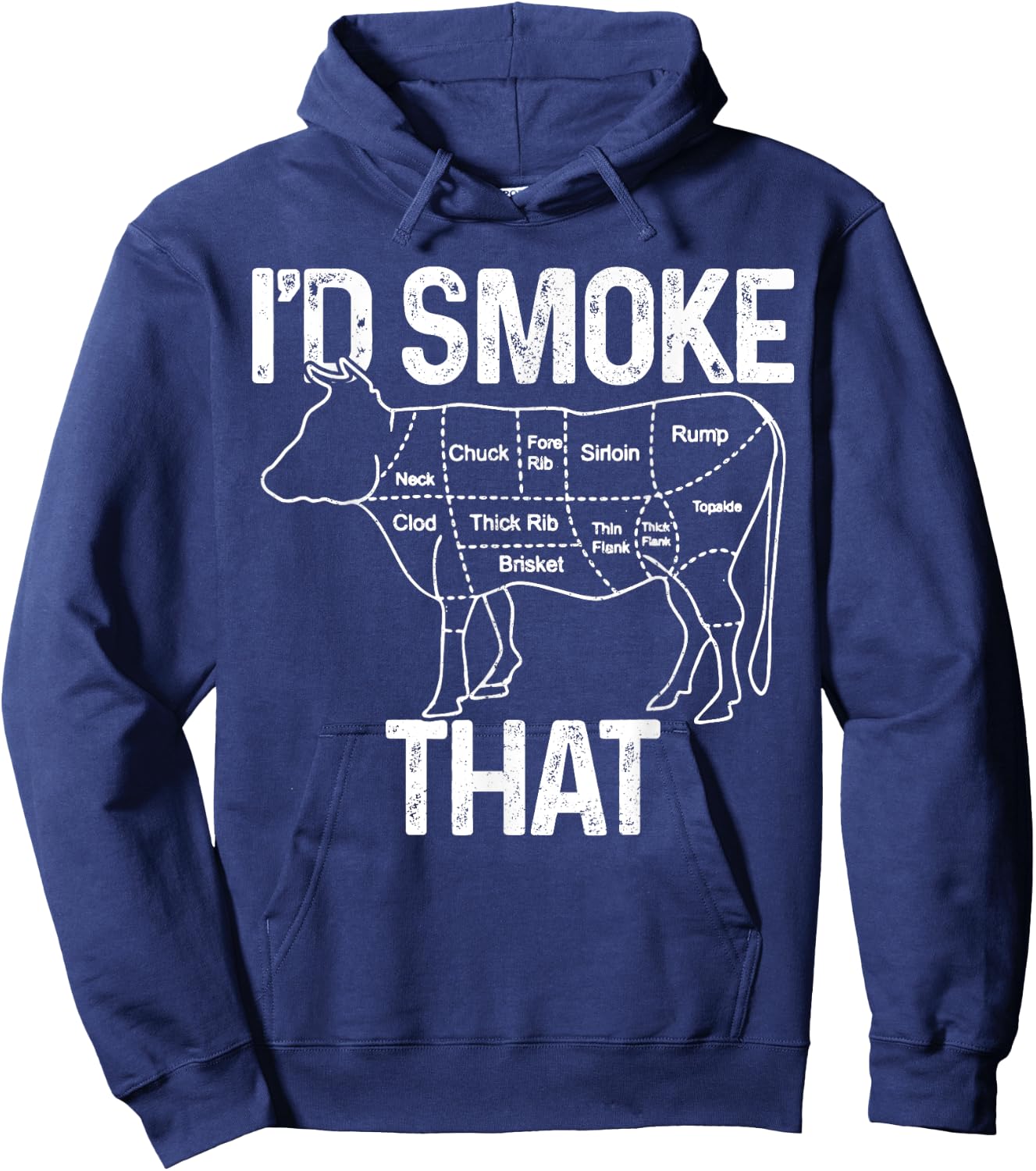 Chef Butcher Cook BBQ I'd Smoke That Cow Beef Funny Gift Hoodie - Hoodie | Navy