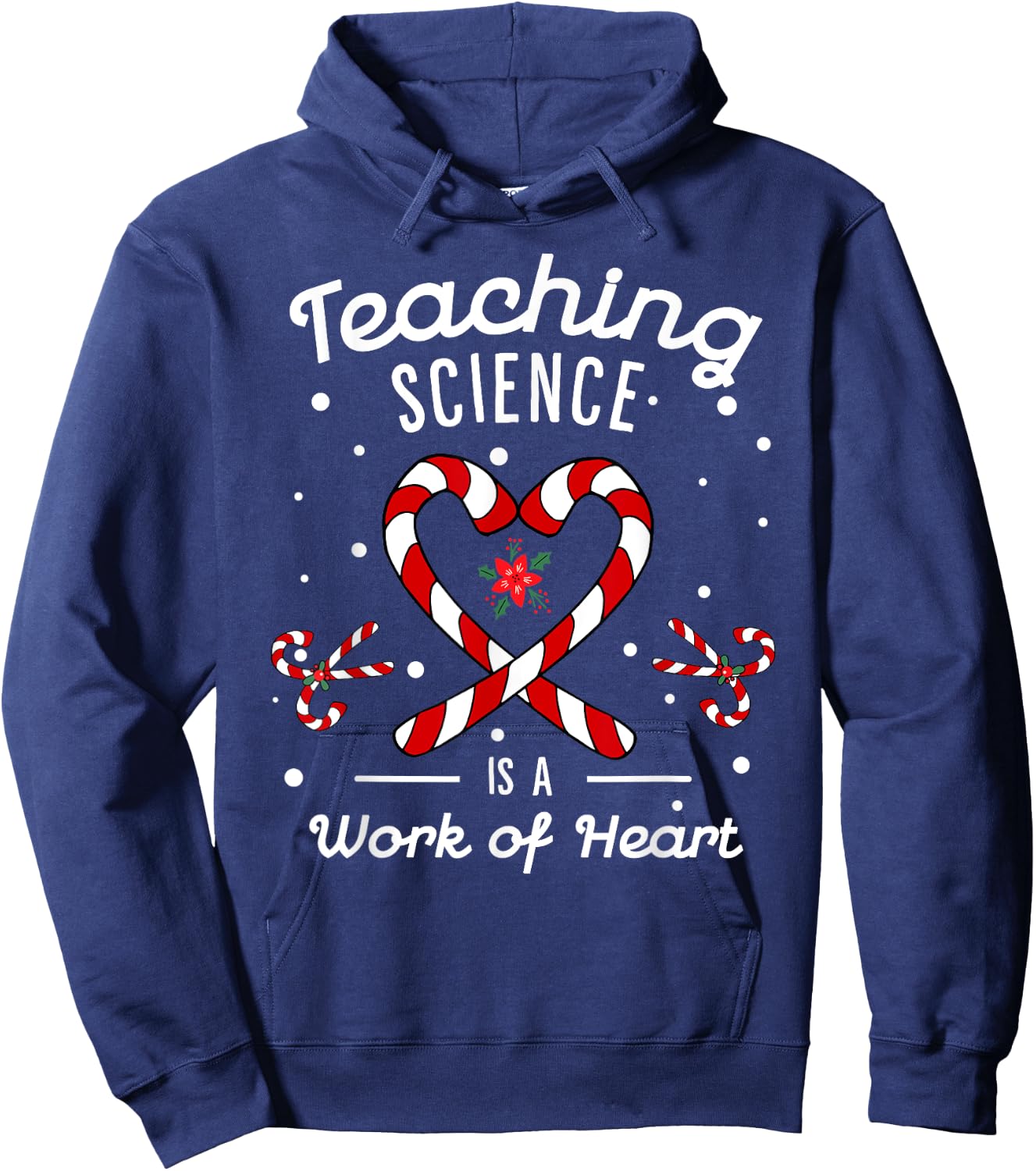 Teaching Science Is a Work of Heart Christmas Candy Cane Hoodie - Hoodie | Navy