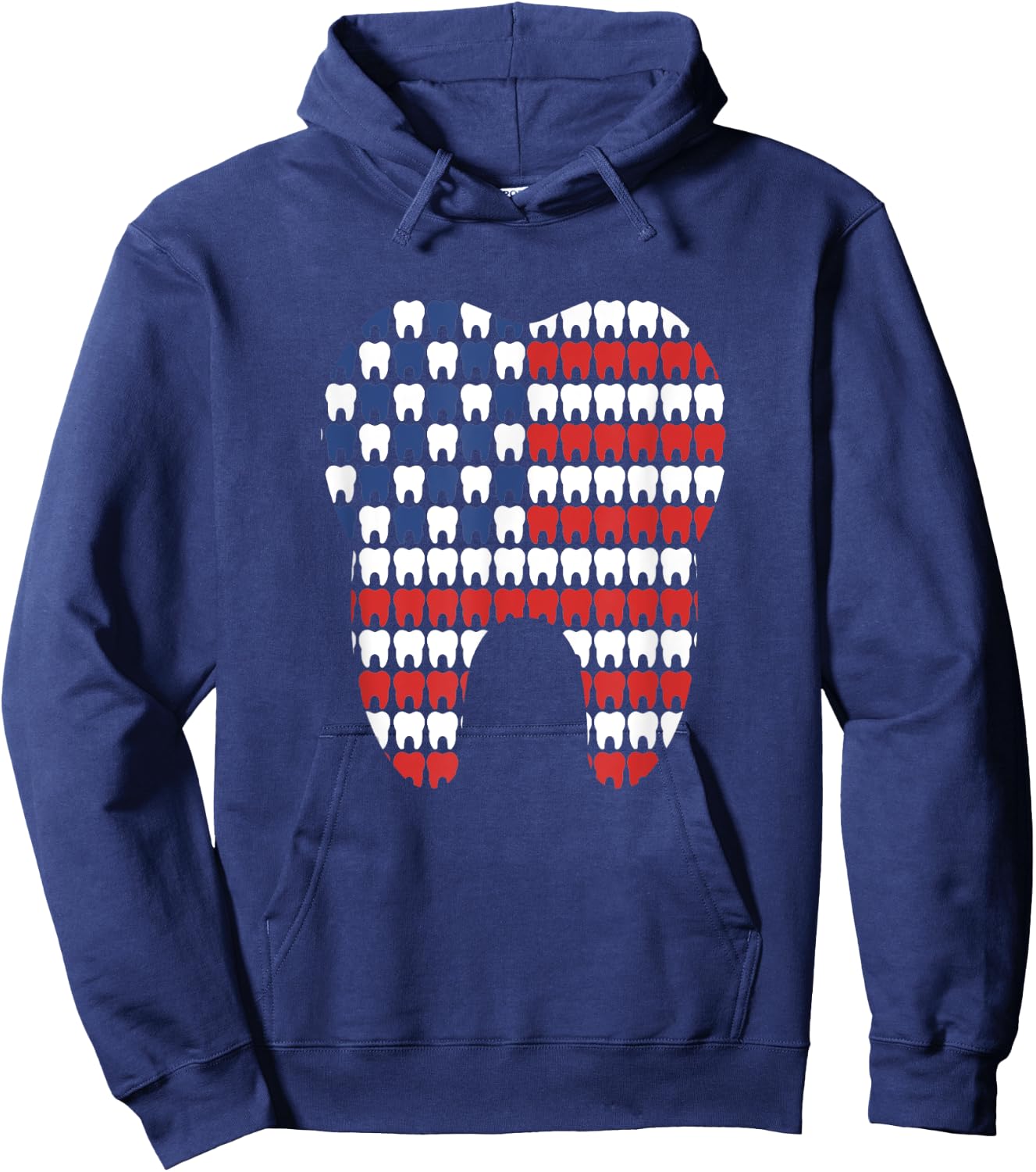 Patriotic Dentist American Flag Tooth 4th Of July Men Women Hoodie - Hoodie | Navy
