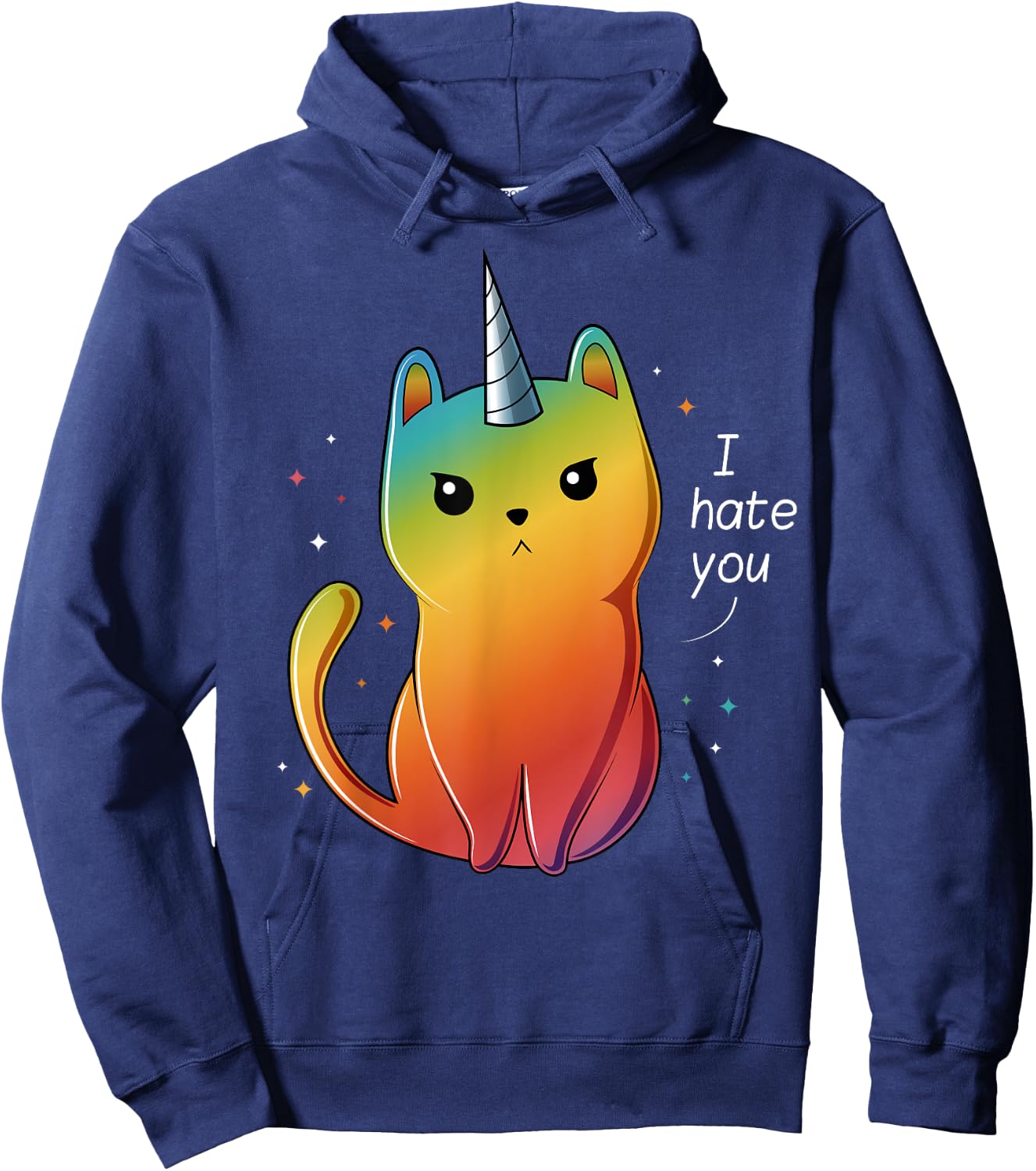Cat Unicorn I Hate You Hoodie - Hoodie | Navy
