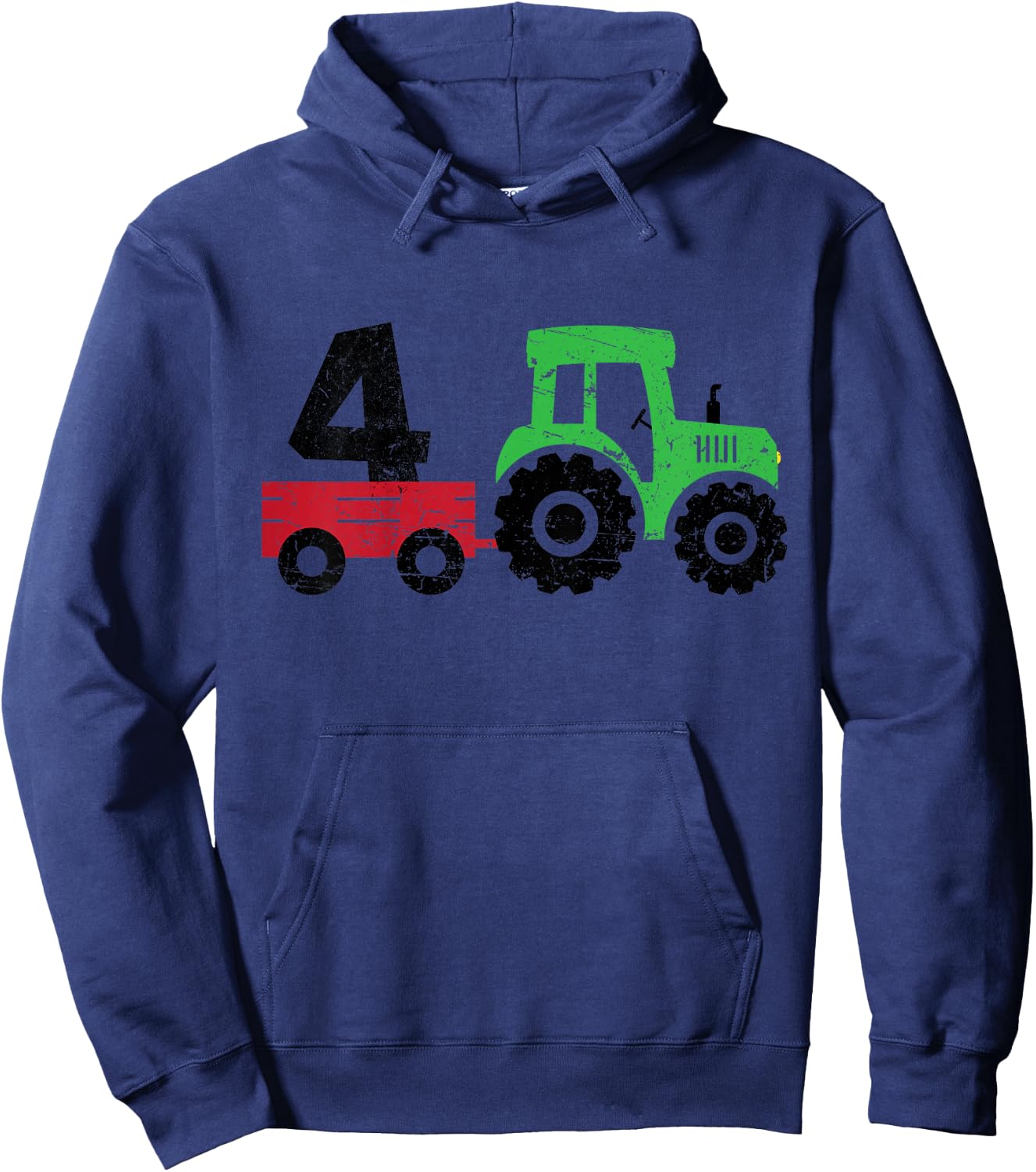 Tractors 4 Years Old 4th Birthday Boy Farm Boy Tractor Hoodie - Hoodie | Navy