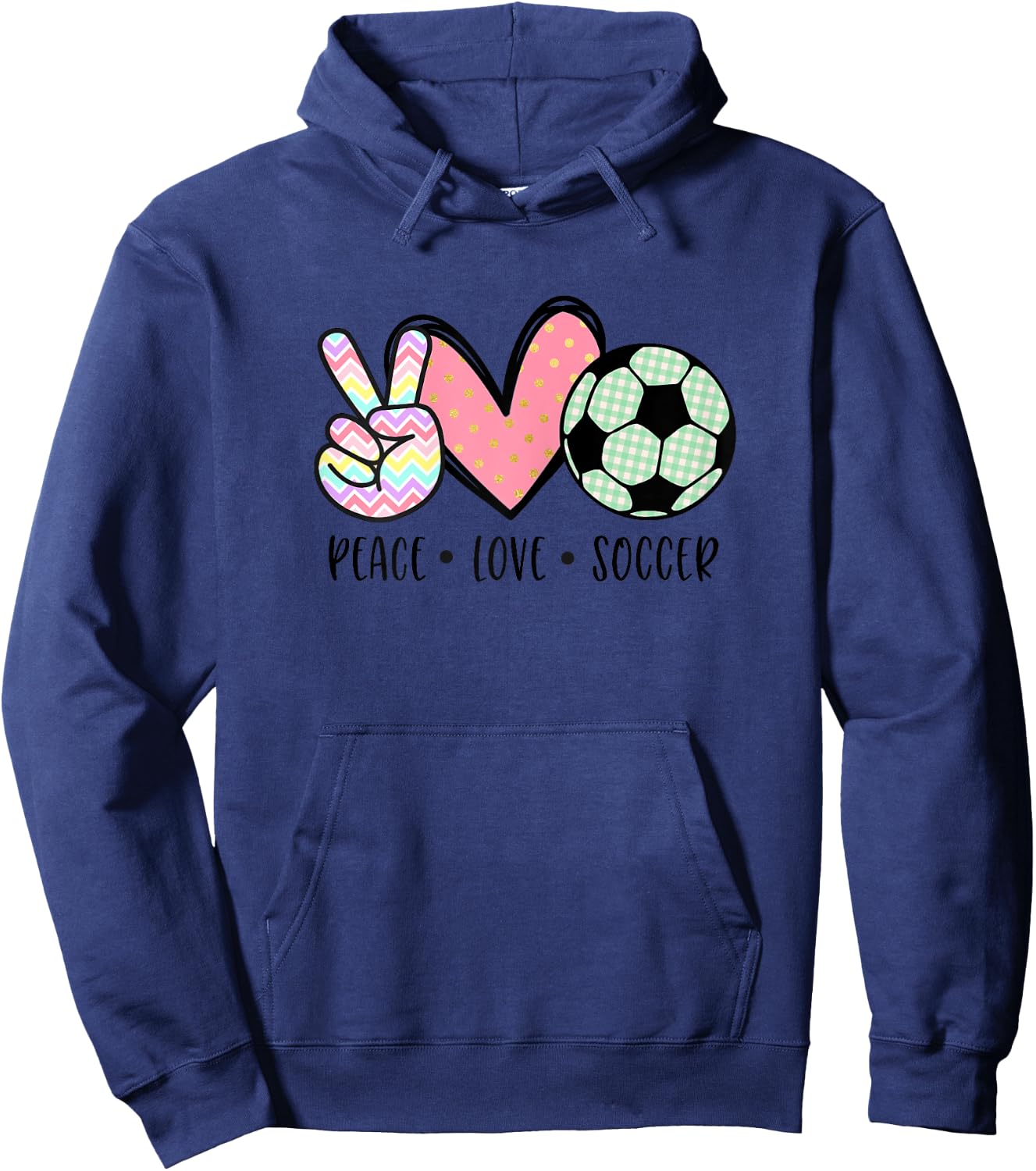 Peace Love Soccer Cute Pastel Teen Girls Toddler Hoodie - Hoodie | Navy