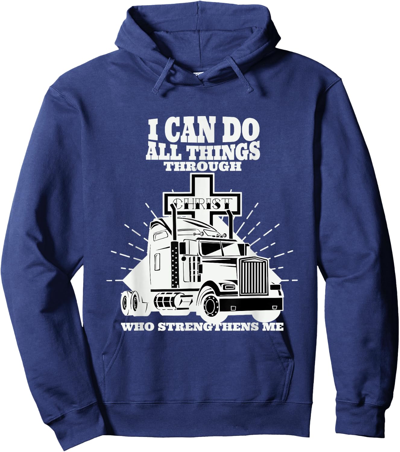 Trucker I Can Do All Things Through Jesus Christ Hoodie - Hoodie | Navy