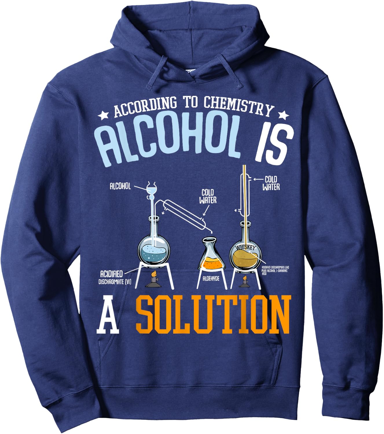 Alcohol Is A Solution Chemistry Chemist Laboratory Alcohol Beer Hoodie - Hoodie | Navy