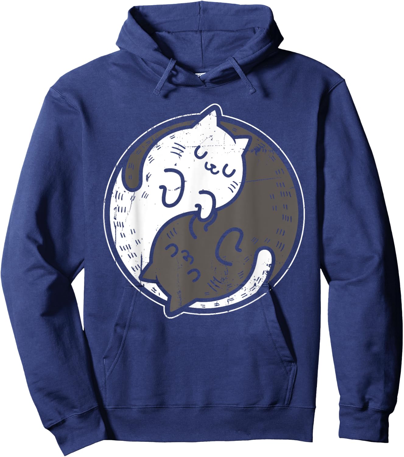 Yoga Cat Yin Yang Position Yoga Workout Gift Women Hoodie - Hoodie | Navy