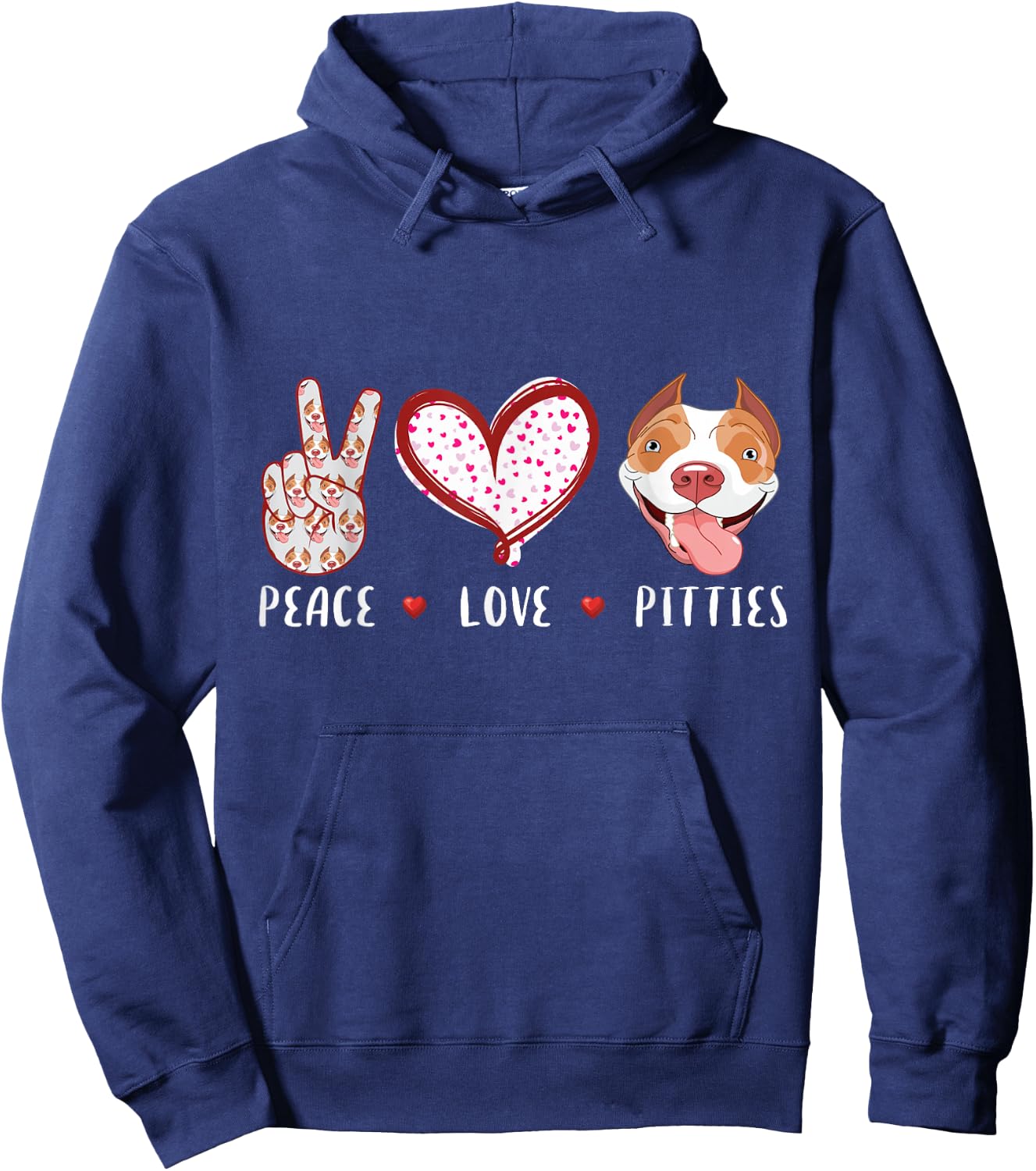 peace love pitties Pitbulls gift women kids pit bull Hoodie - Hoodie | Navy