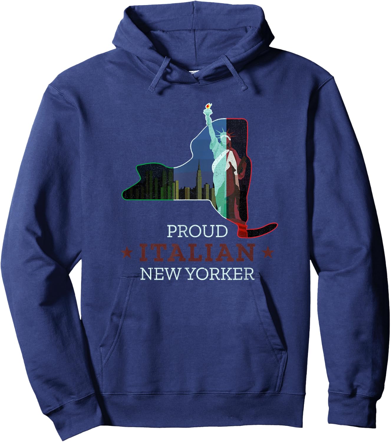 Proud Italian New Yorker - New York Map and Italy Flag Hoodie - Hoodie | Navy