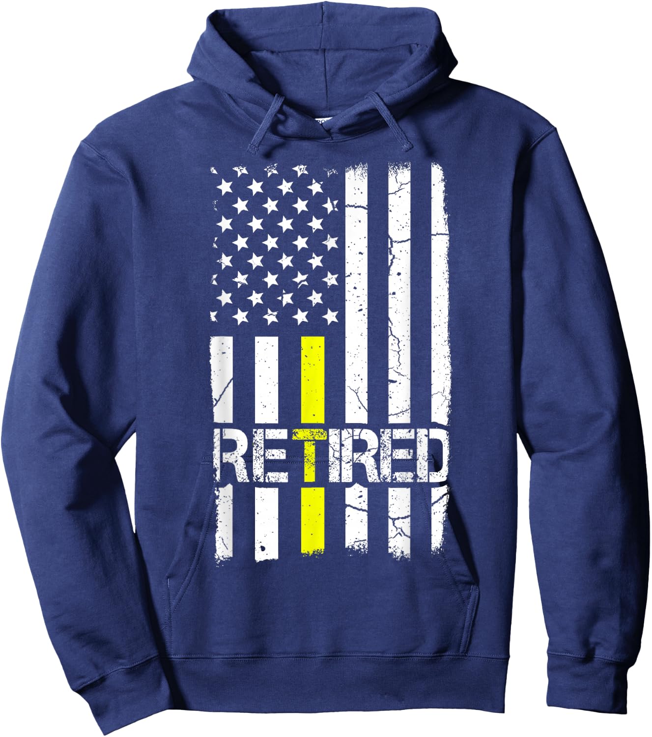 Retired Dispatcher Patriotic Us Flag Thin Line Gold Shirt Hoodie - Hoodie | Navy