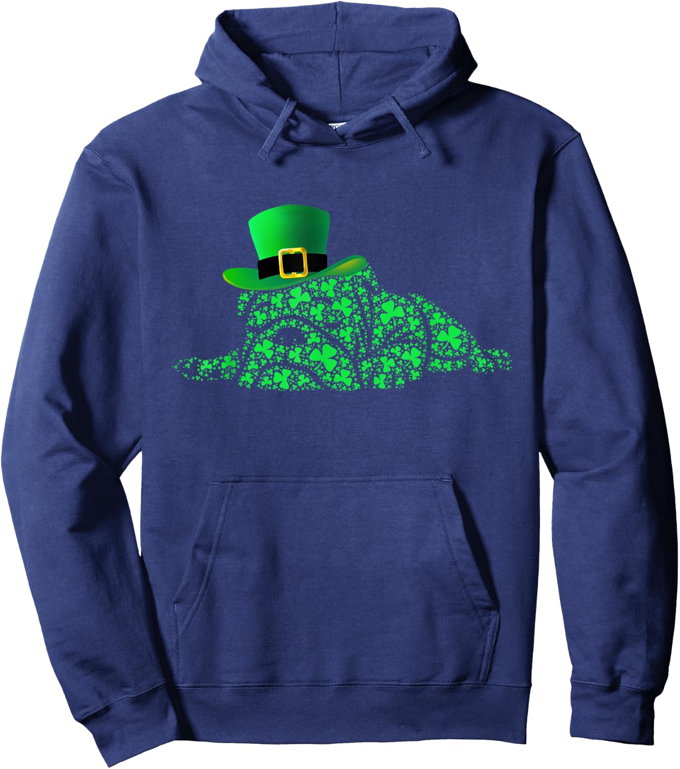 Irish English Bulldog Shamrocks Green Hat St Patricks Day Men Women Kids Hoodie - Hoodie | Navy