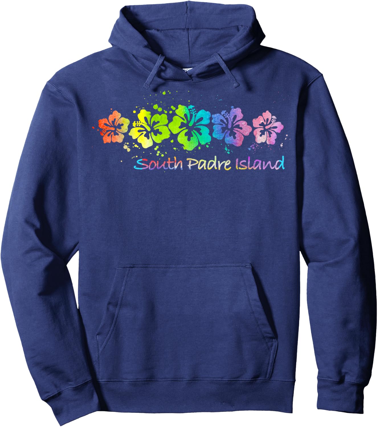 South Padre Island, TX Watercolor Beach & Surf Hoodie - Hoodie | Navy