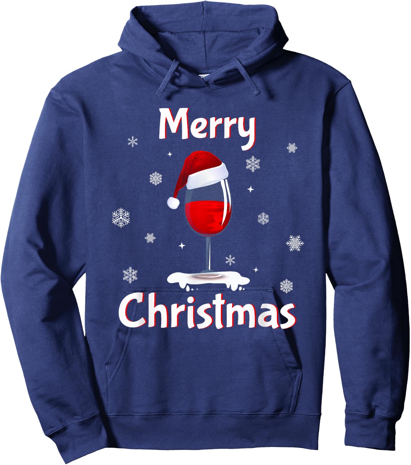 Funny Christmas Pajamas Women Christmas Sweater Wine Glass Hoodie - Hoodie | Navy