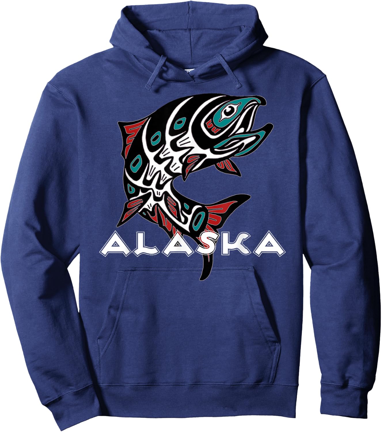 Alaska Salmon Fishing Native American Indigenous Tlingit Art Hoodie - Hoodie | Navy