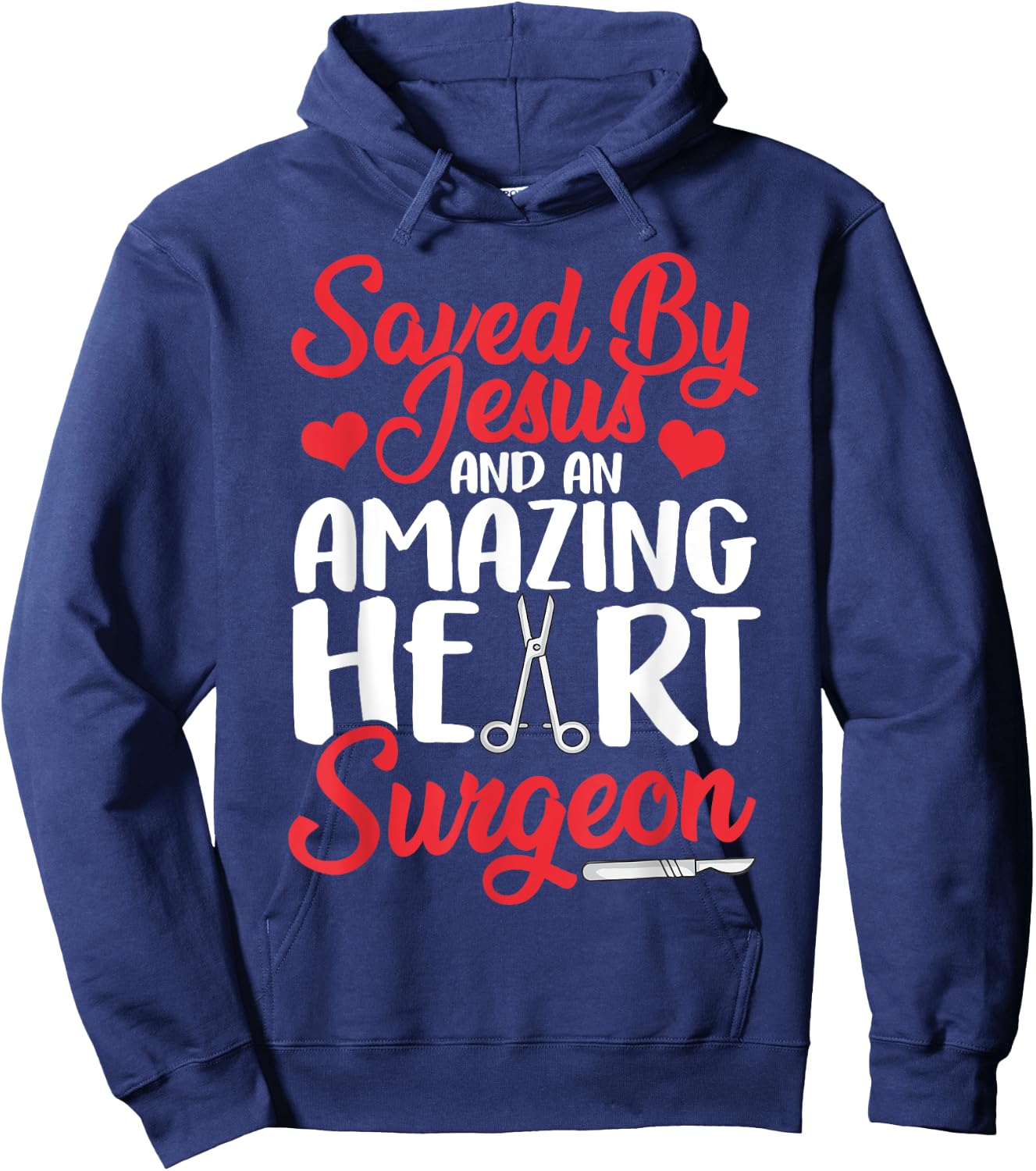 Funny Open Heart Surgery Gift Men Women Cool Jesus Surgeon Hoodie - Hoodie | Navy