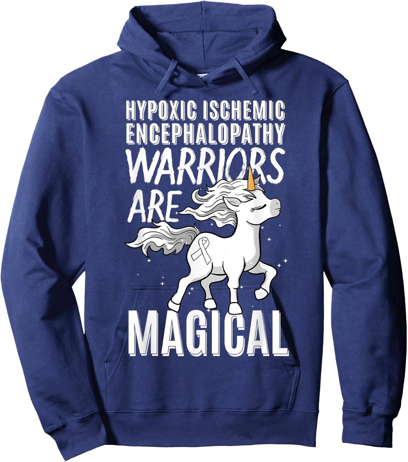 Hypoxic Ischemic Encephalopathy Cerebral Hypoxia Unicorn Hoodie - Hoodie | Navy