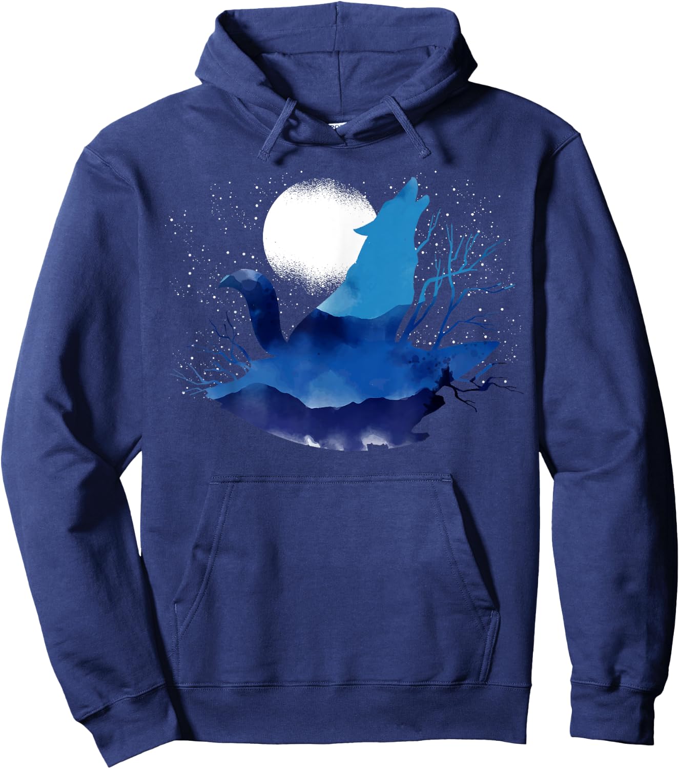 Howling Predator Wildlife Animal Full Moon Light Wolf Hoodie - Hoodie | Navy