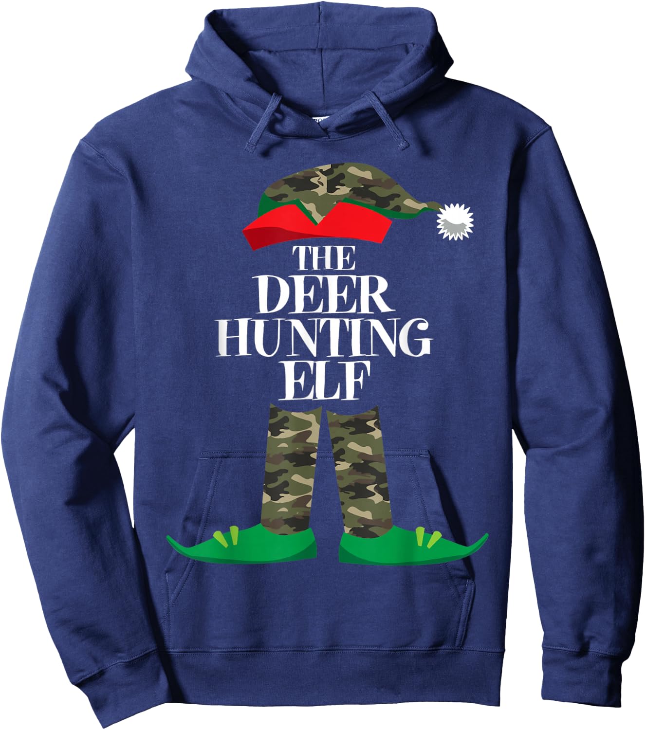 Deer Hunting Elf Matching Group Family Elf Christmas Pajama Hoodie - Hoodie | Navy
