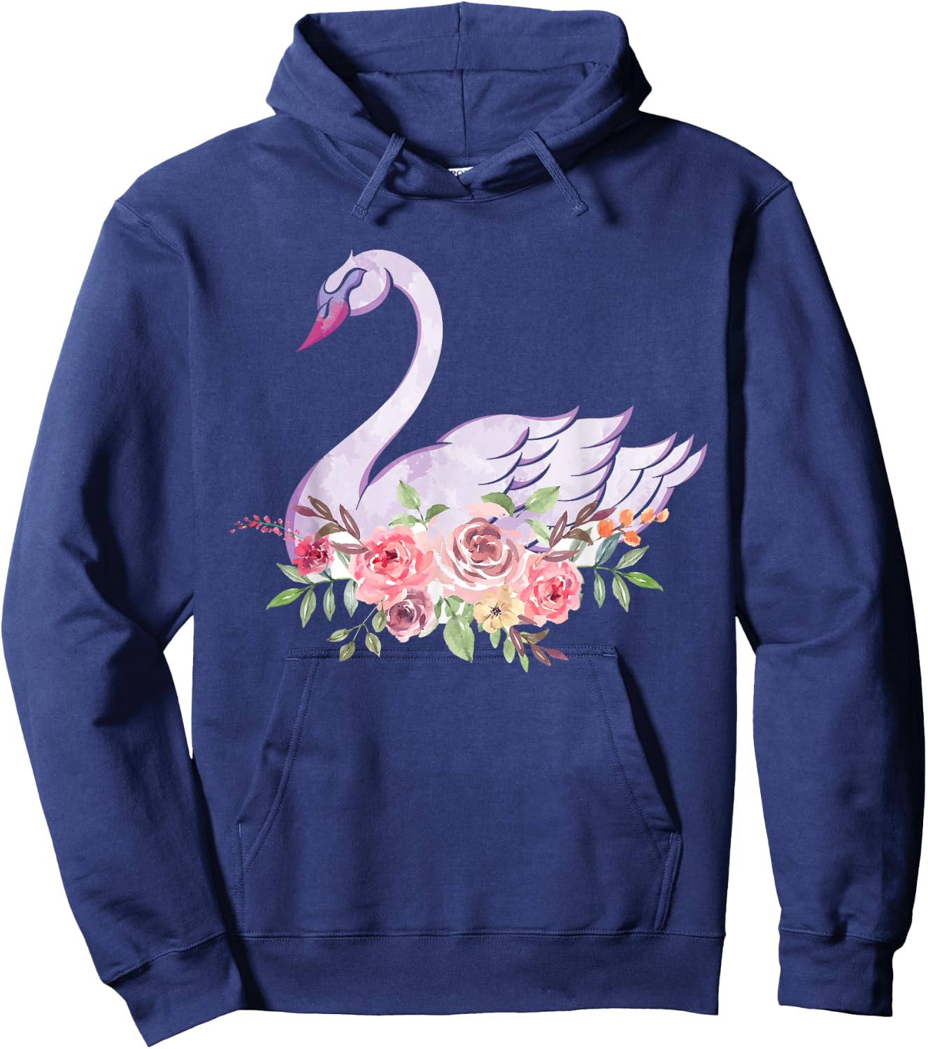 Flower Crown Cute Bird Women Gift Beautiful Swan Hoodie - Hoodie | Navy