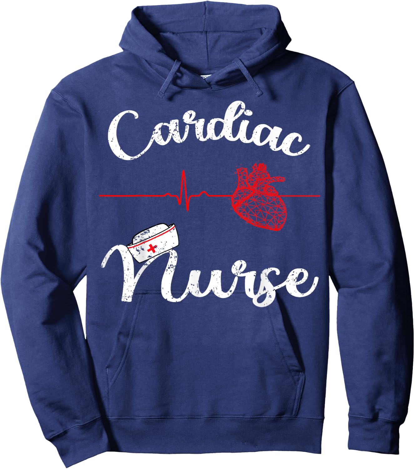 Cardiac Nurse Cardiology Heartbeat EKG Nurse Graduating Gift Hoodie - Hoodie | Navy