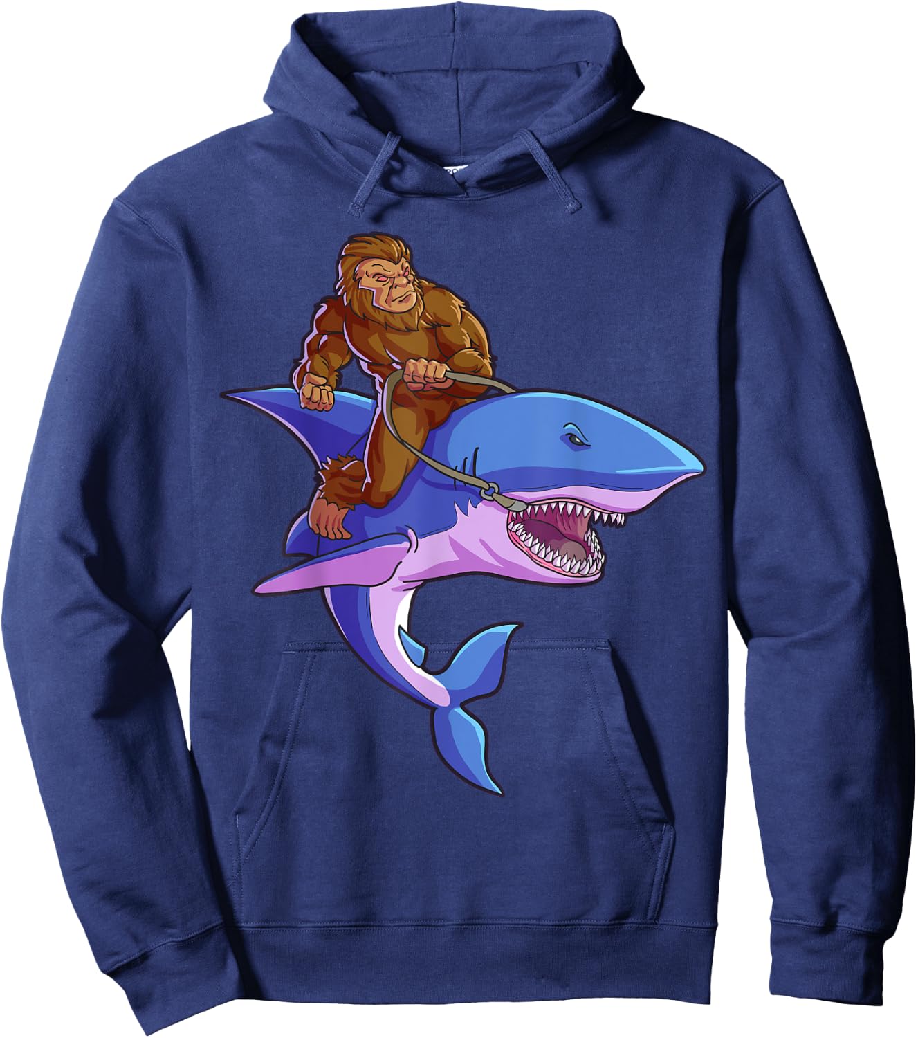 Bigfoot Riding Shark Funny Sasquatch Jawsome Kids Gift Hoodie - Hoodie | Navy
