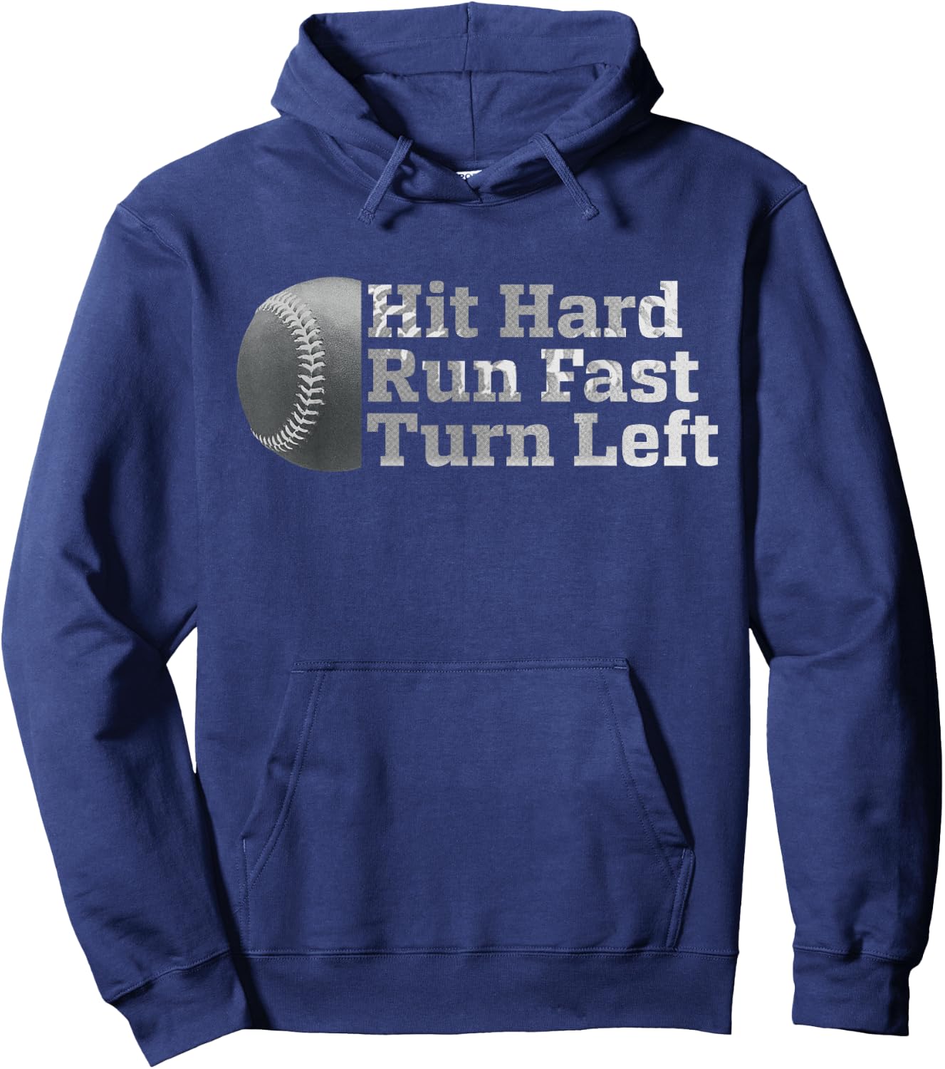 Vintage Hit Hard Run Fast Turn Left Funny Baseball Sport Hoodie - Hoodie | Navy