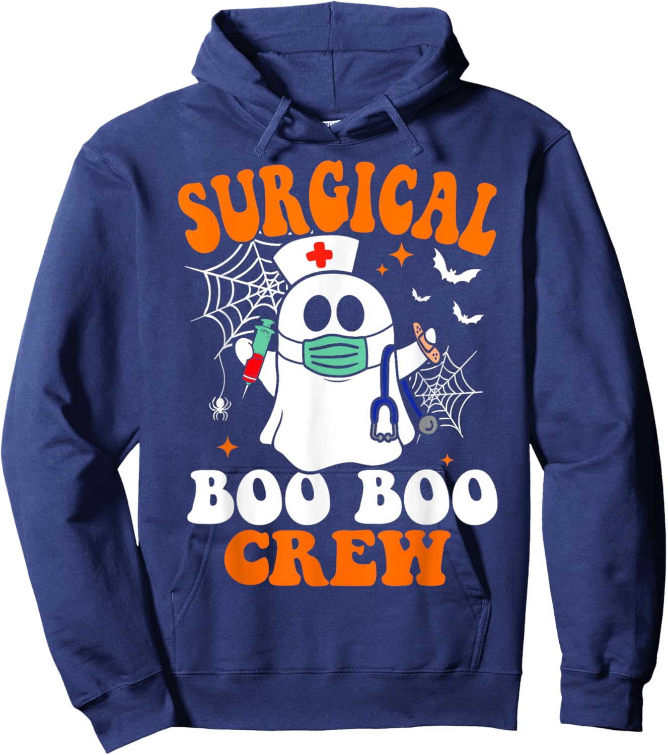 Halloween Surgery Nurse Costume Surgical Boo Crew Nurse Hoodie - Hoodie | Navy