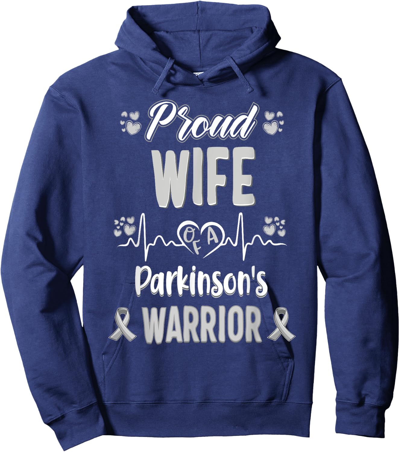 proud Wife Parkinson's disease warrior awareness ribbon Hoodie - Hoodie | Navy
