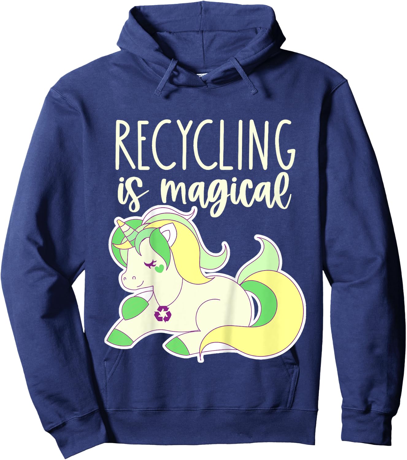Kids Toddler Earth Day Recycle Unicorn Girls Recycling is Magical Hoodie - Hoodie | Navy