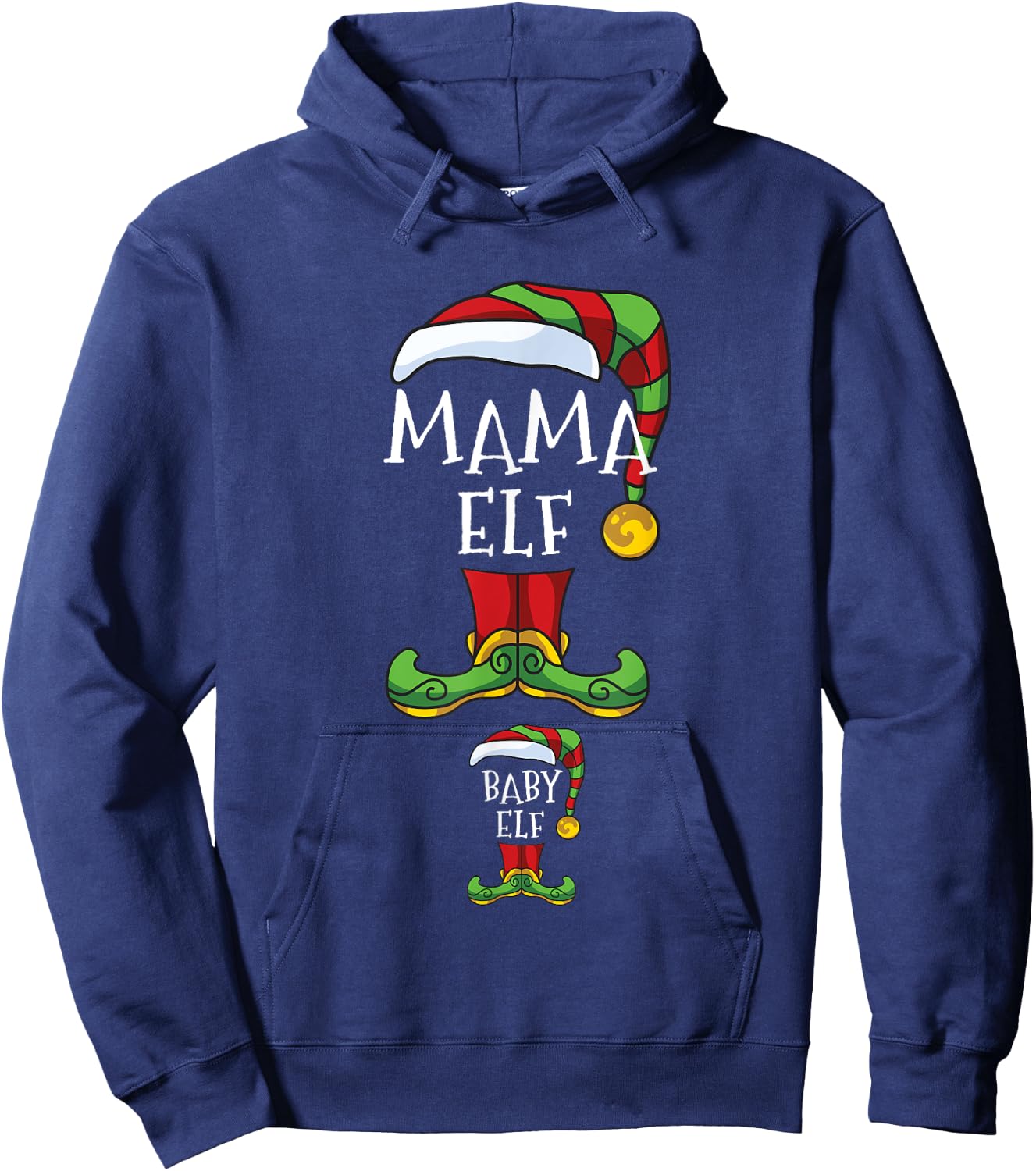 Mama And Baby Elf Pregnancy Matching Family Christmas Hoodie - Hoodie | Navy