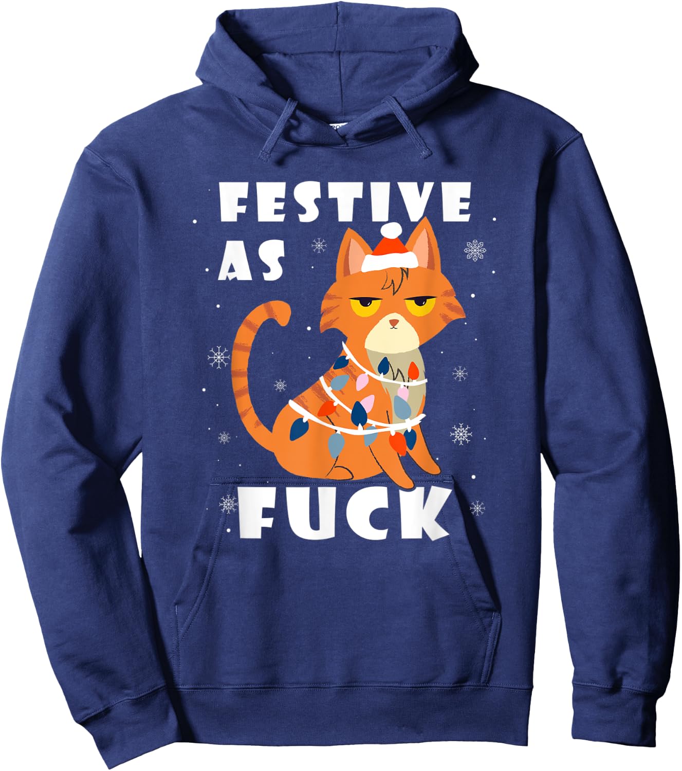 Festive As Fuck Grumpy Anti Christmas Kitty Cat Funny Gift Women Hoodie - Hoodie | Navy