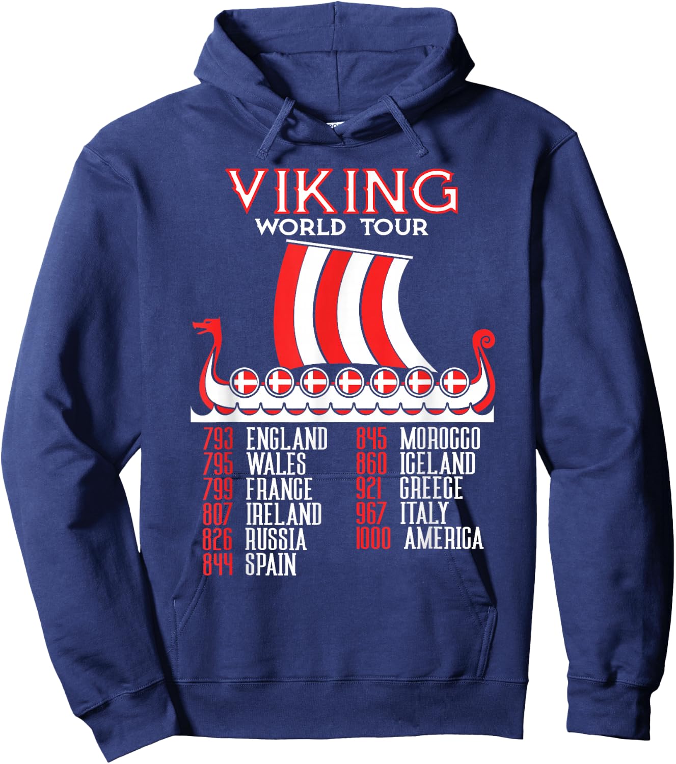 Viking World Tour Danish Viking Ship Denmark Viking Hoodie - Hoodie | Navy