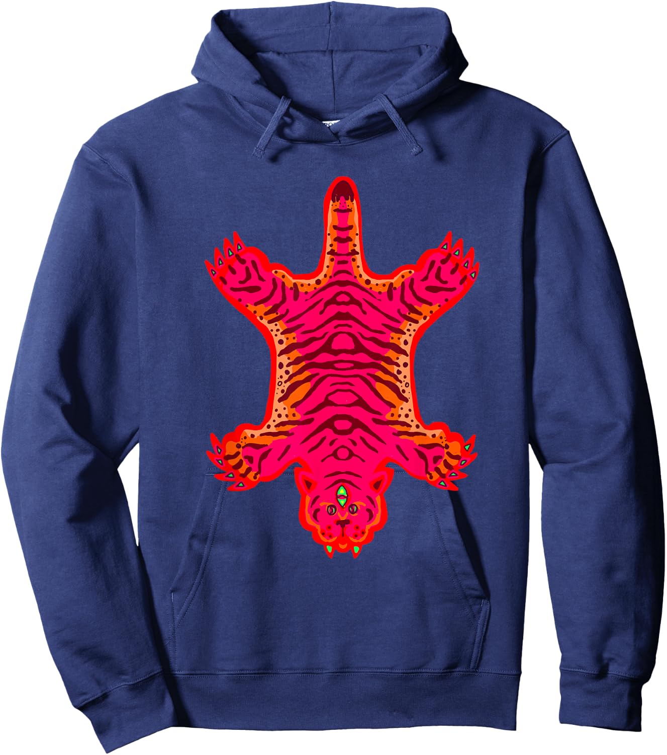Colorful Mystical Tiger Rug Illustration Hoodie - Hoodie | Navy