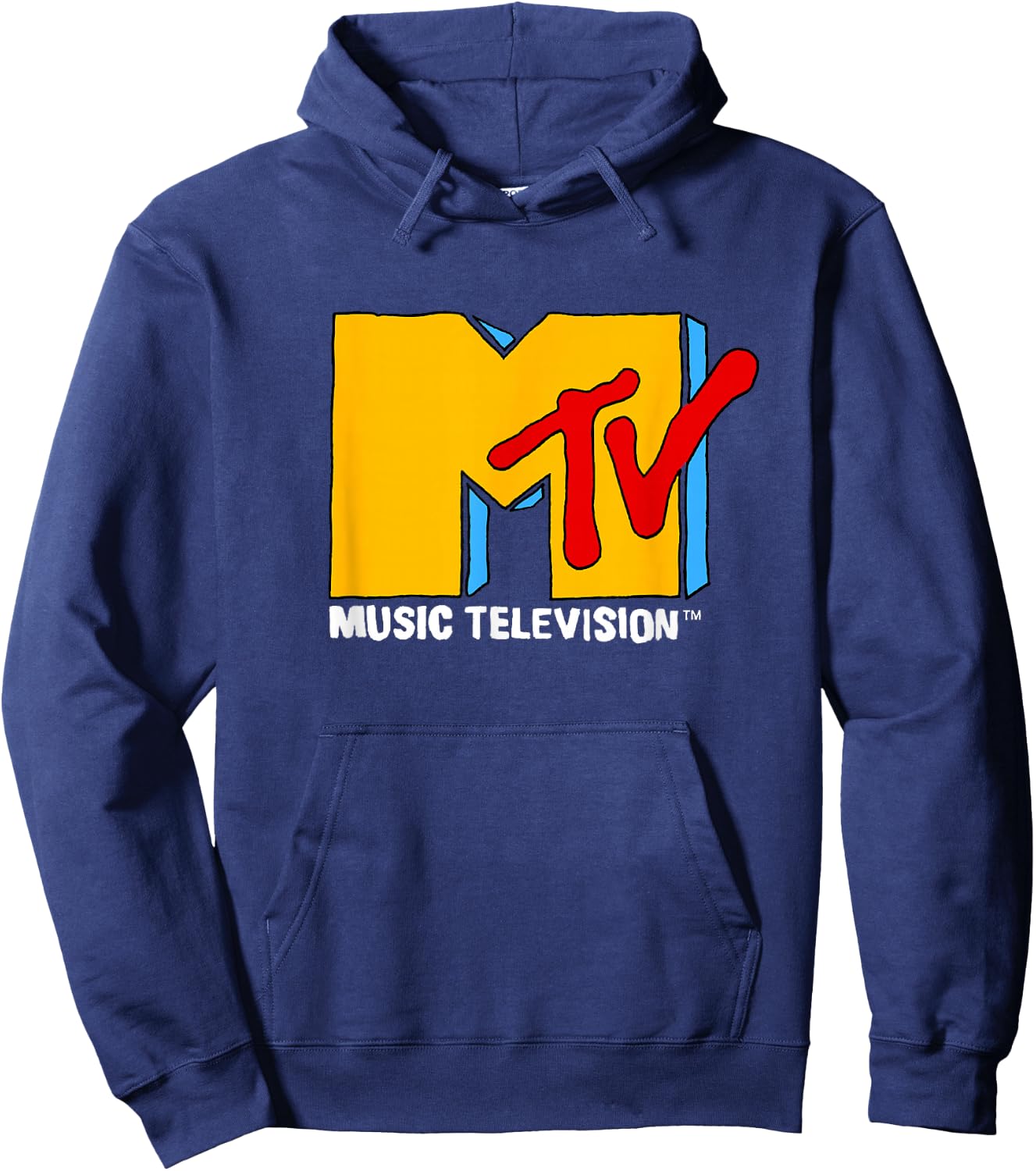 MTV Retro Eighties Neon Primary Color Pop Art Logo Hoodie - Hoodie | Navy