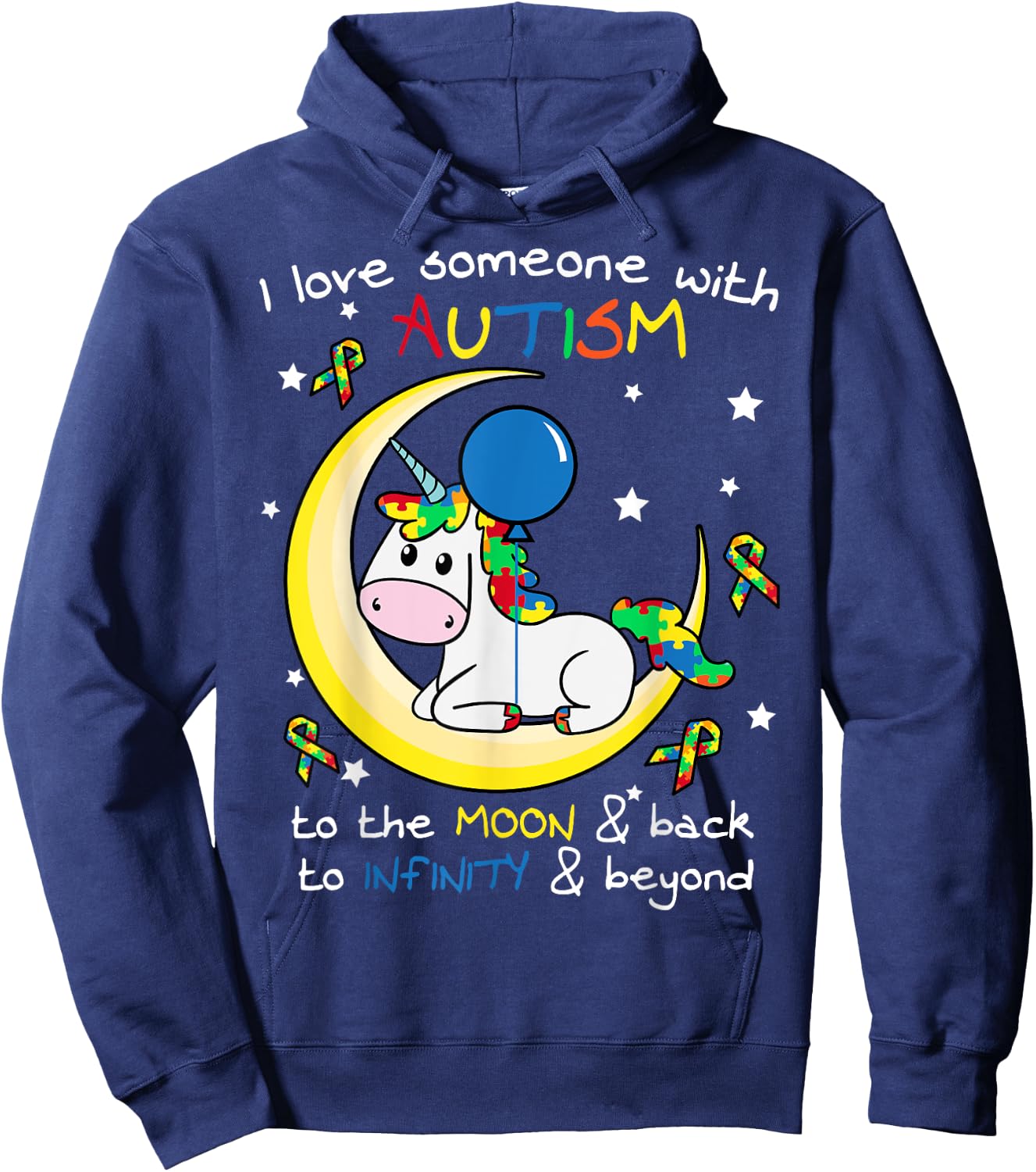 Unicorn Puzzle Moon Star Inspirational Autism Awareness Gift Hoodie - Hoodie | Navy