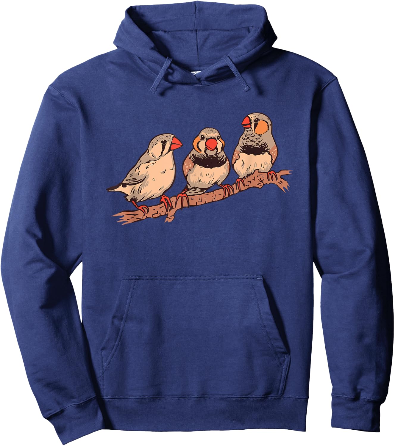 Three Zebra Finches On A Branch Pet Birds Zebra Finch Hoodie - Hoodie | Navy