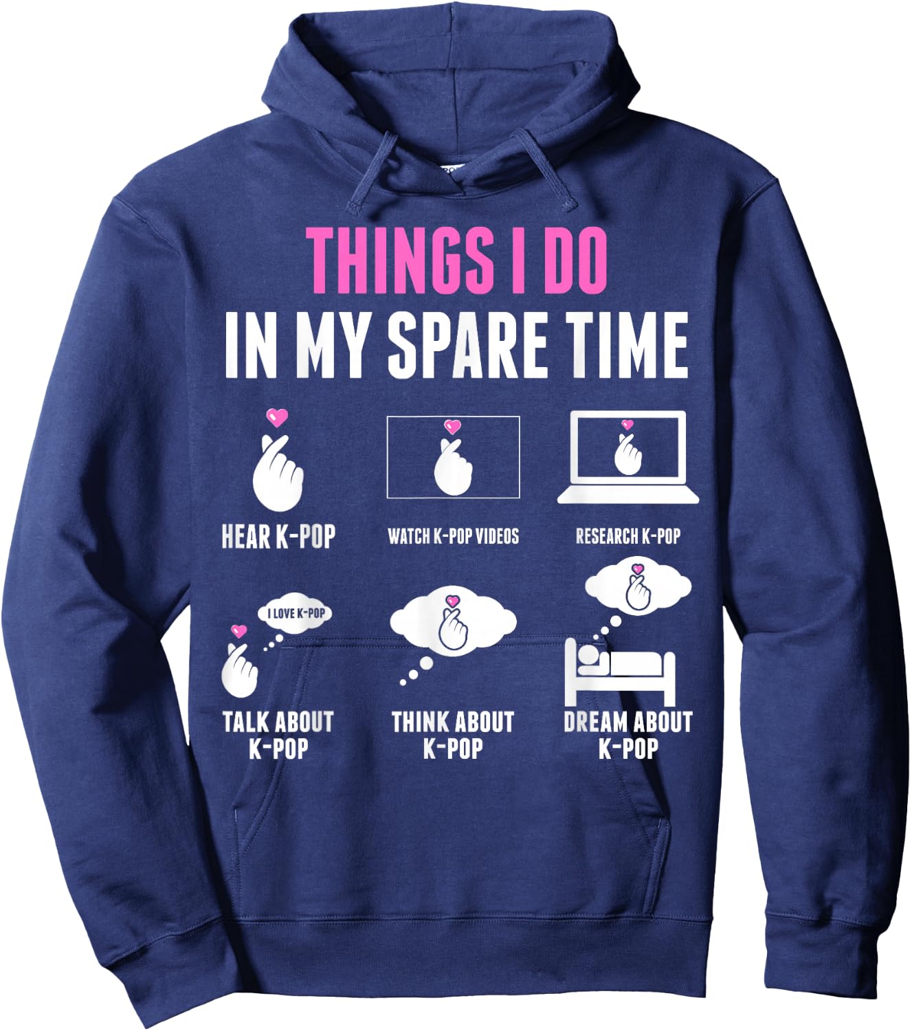 Things I Don in My Spare Time Kpop Merch K-pop Merchandise Hoodie - Hoodie | Navy