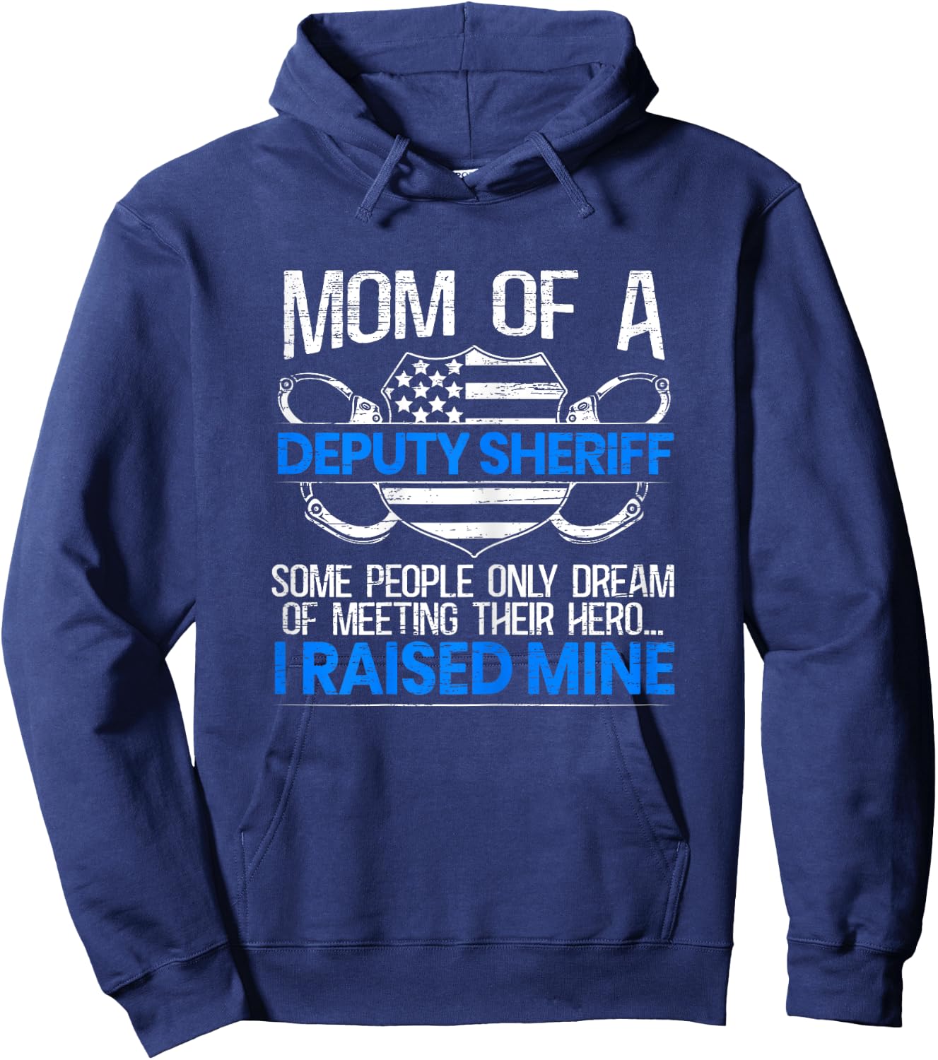 Proud Deputy Sheriff Mom Law Enforcement Thin Blue Line Hoodie - Hoodie | Navy