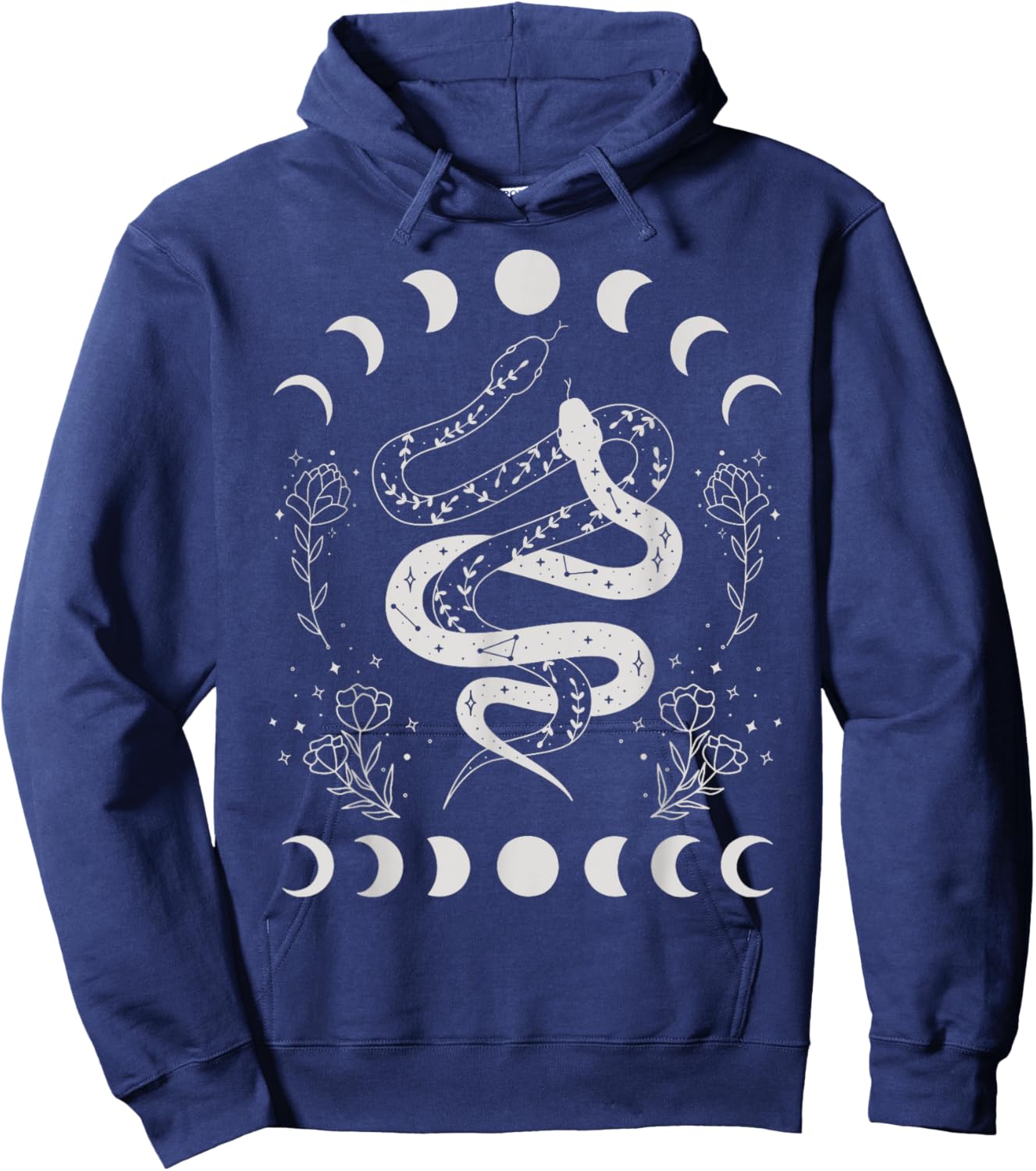 Snake And Moon Phases Celestial Floral Witchy Halloween Hoodie - Hoodie | Navy