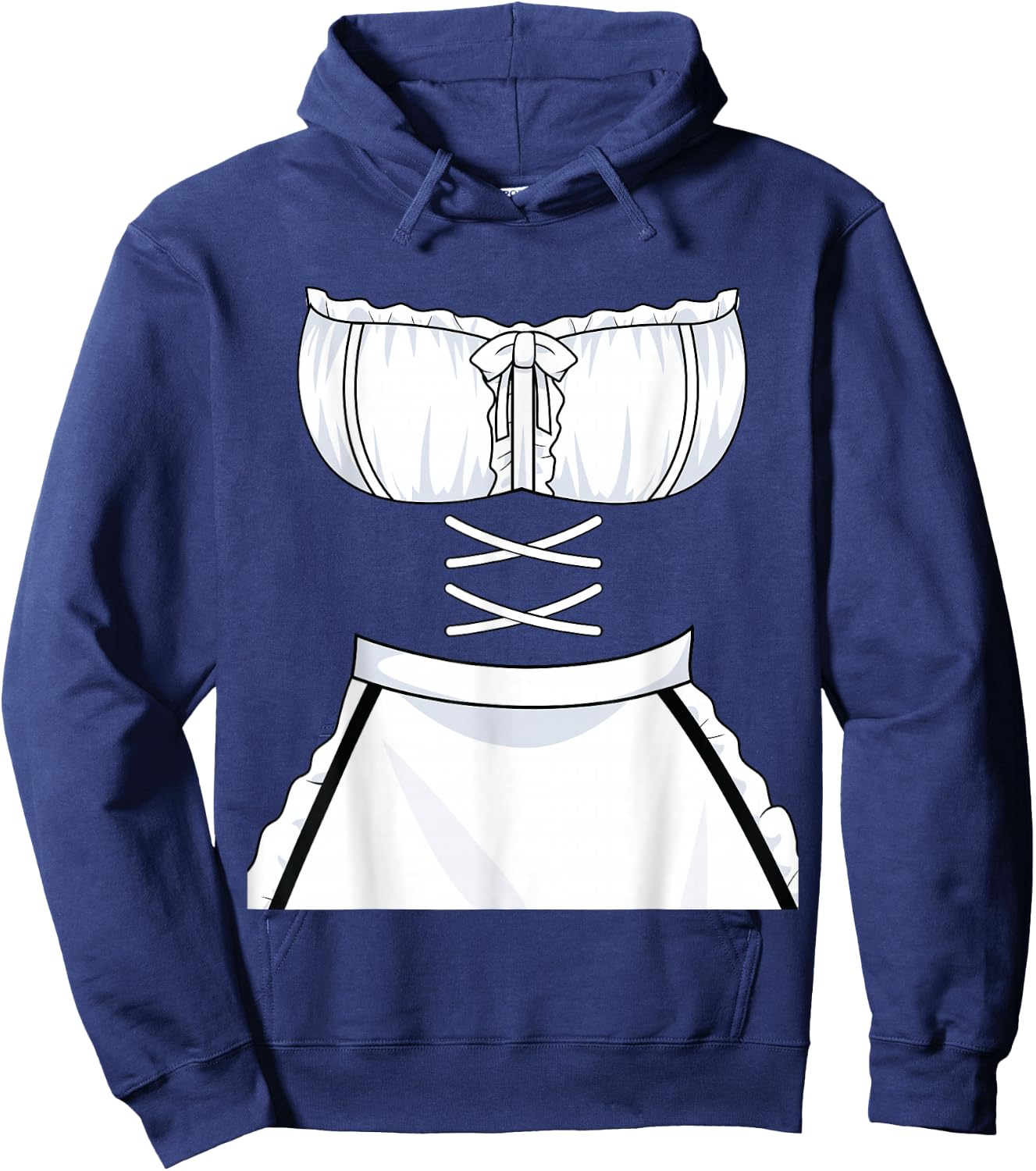 Japanese Anime French Apron - Maid Dress Cosplay Costume Hoodie - Hoodie | Navy