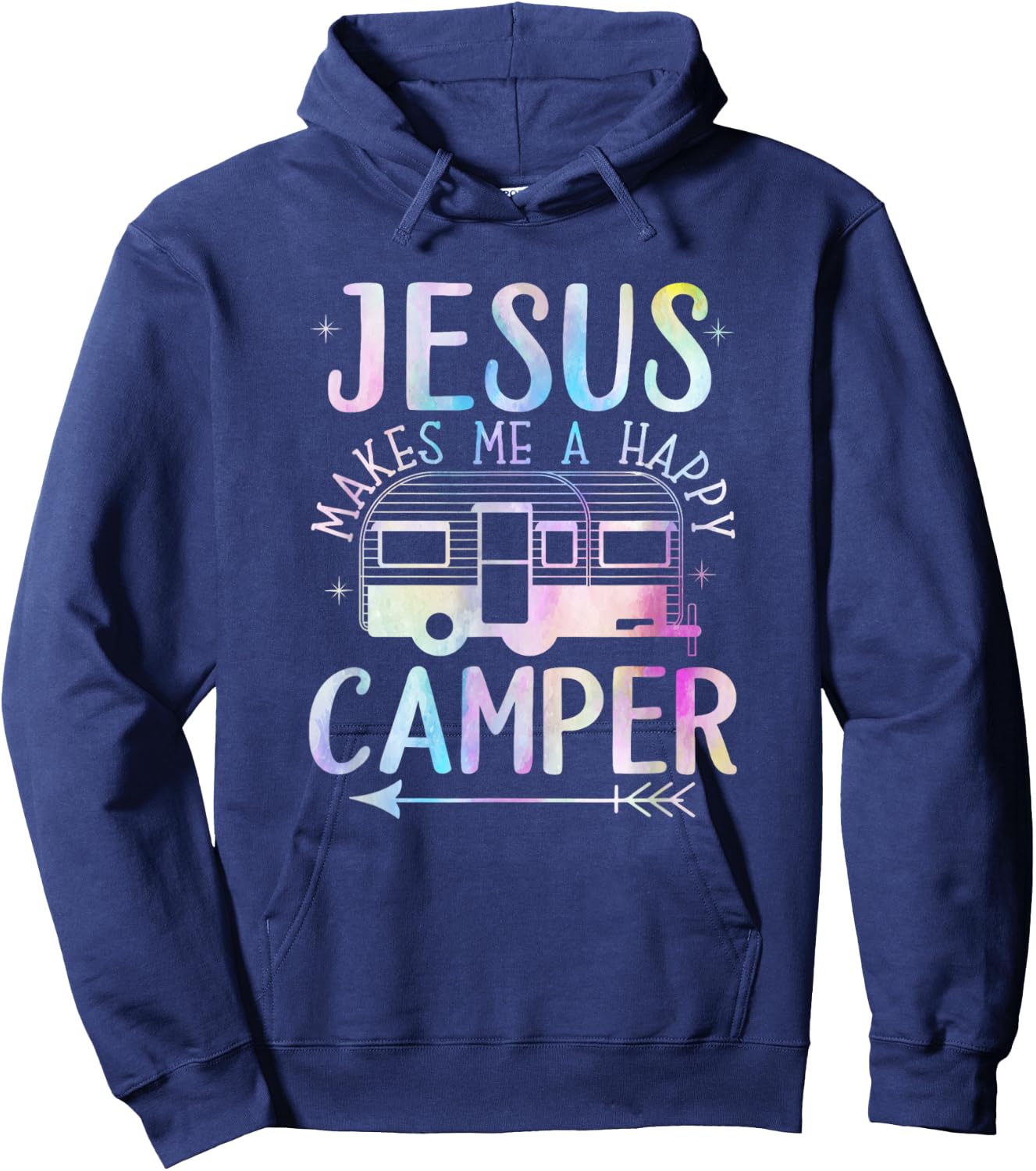 Jesus Makes Me A Happy Camper Camping RV Christian Religious Hoodie - Hoodie | Navy