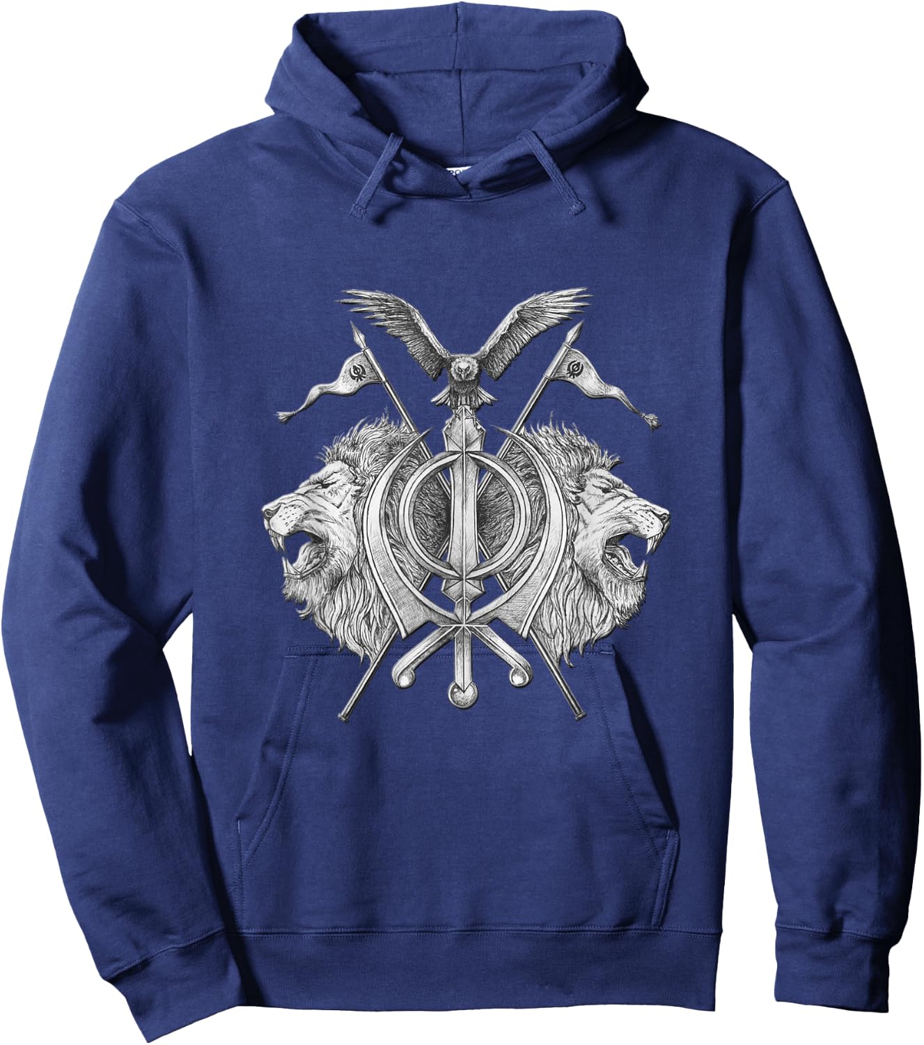 Sikh Brave Lion Khanda Hoodie - Hoodie | Navy