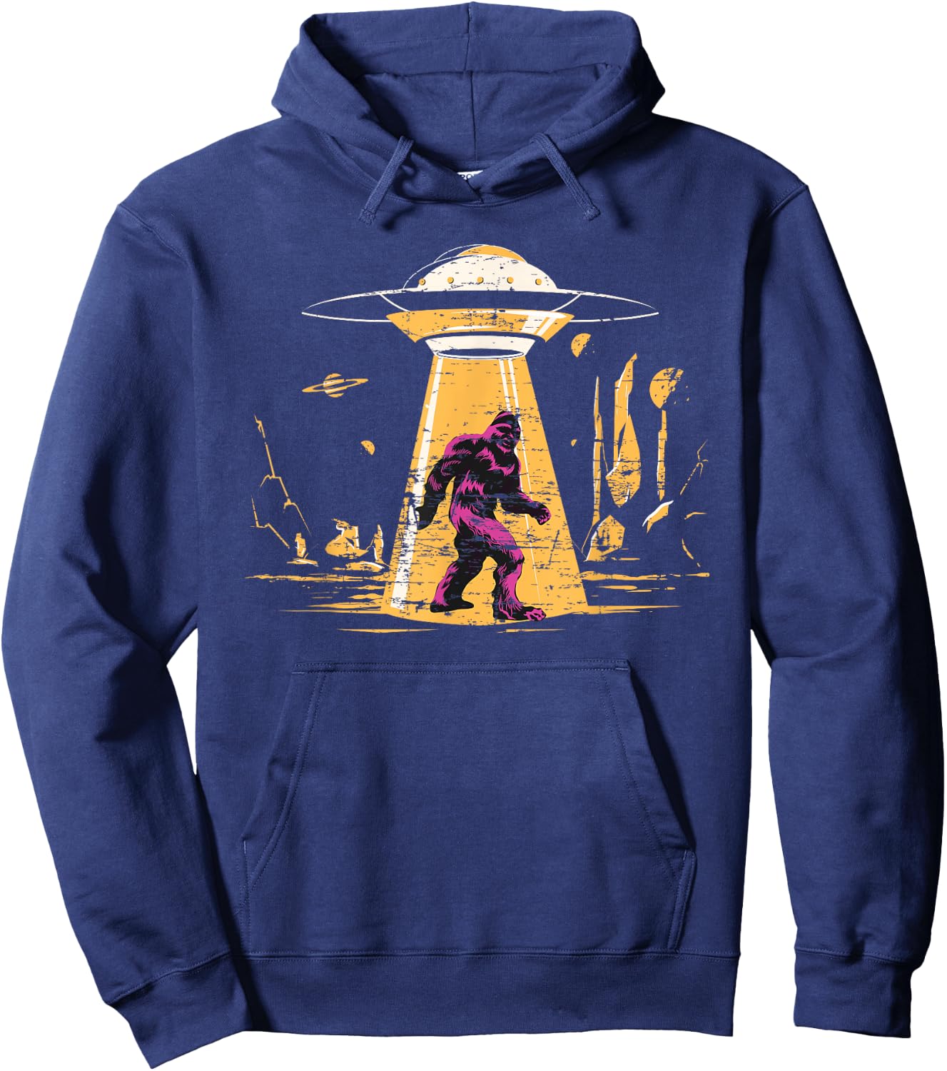 Alien Bigfoot UFO Abduction Sasquatch Yeti Cryptid Bigfoot Hoodie - Hoodie | Navy