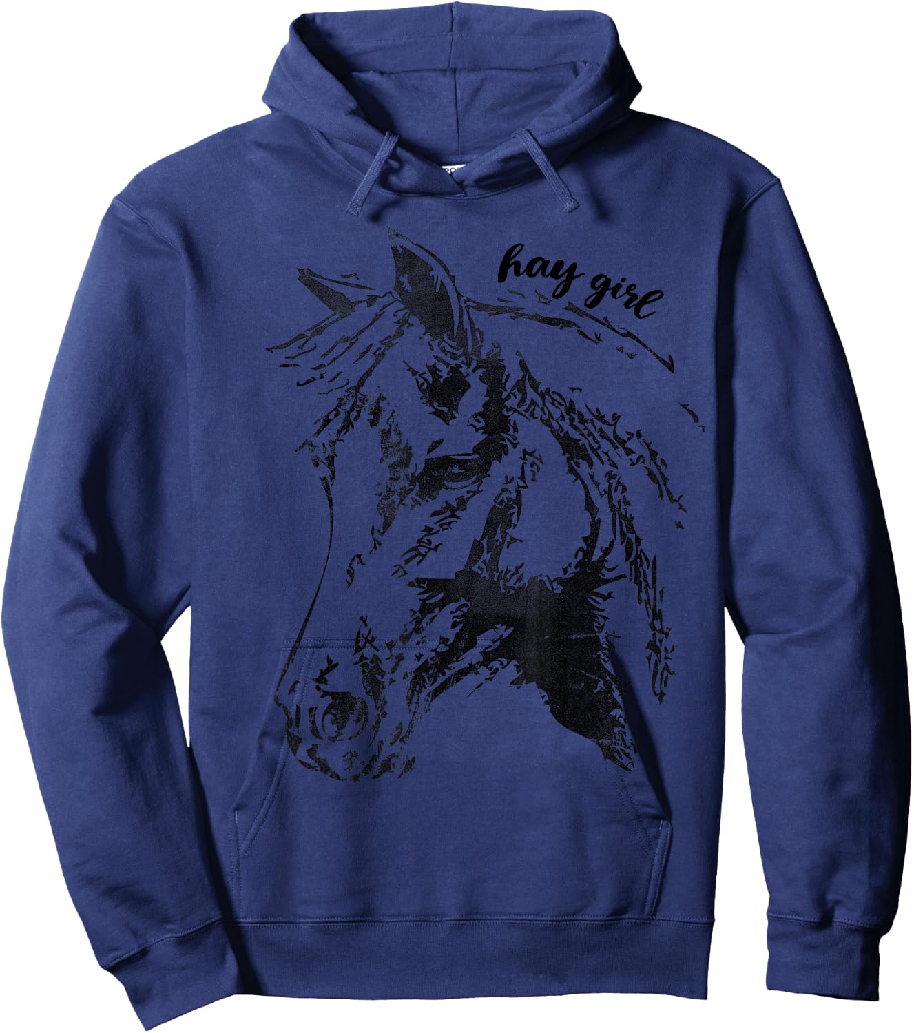 Vintage Hay Girl. Horse Show Jumping Western Riding Gift Hoodie - Hoodie | Navy