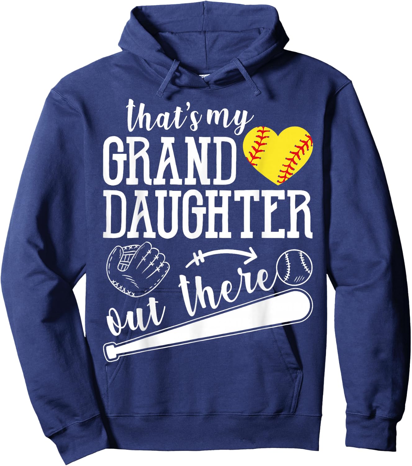 That's My Granddaughter Out There Softball Heart Support Hoodie - Hoodie | Navy